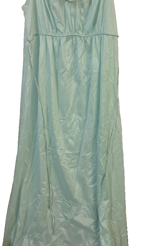 Vanity Fair Teal Gown, Button Up Robe Size Small And Slippers Teal Size 6.5-7.5