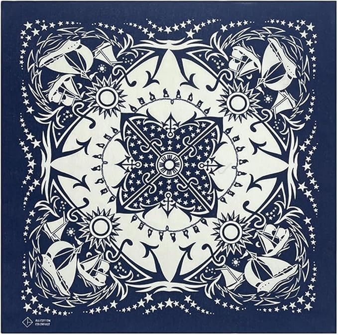 4-Pack 100% Cotton Bandana Set, Vintage Graphic Print, 22×22 inches – Assorted 4