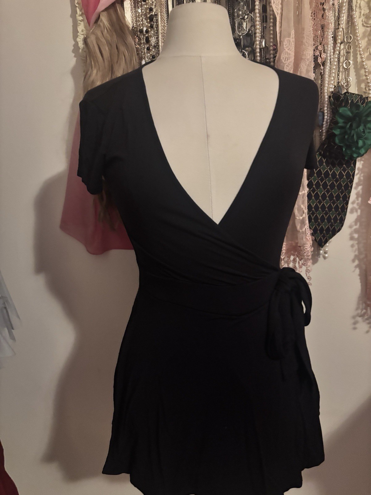 Vintage Y2K Forever 21 Black Wrap Dress With Shorts Deep V Neck Mall Goth M