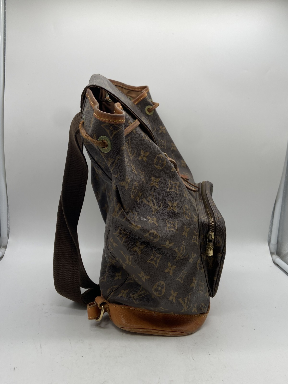 Vintage 90s Louis Vuitton Brown Monogram Montsouris GM Backpack Bag COA