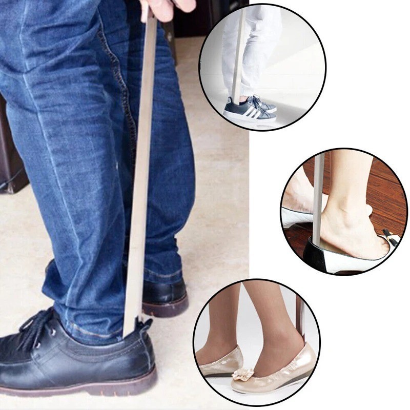 52cm Extra Long Handle Shoe Horn Stainless Steel Metal Shoes Remover
