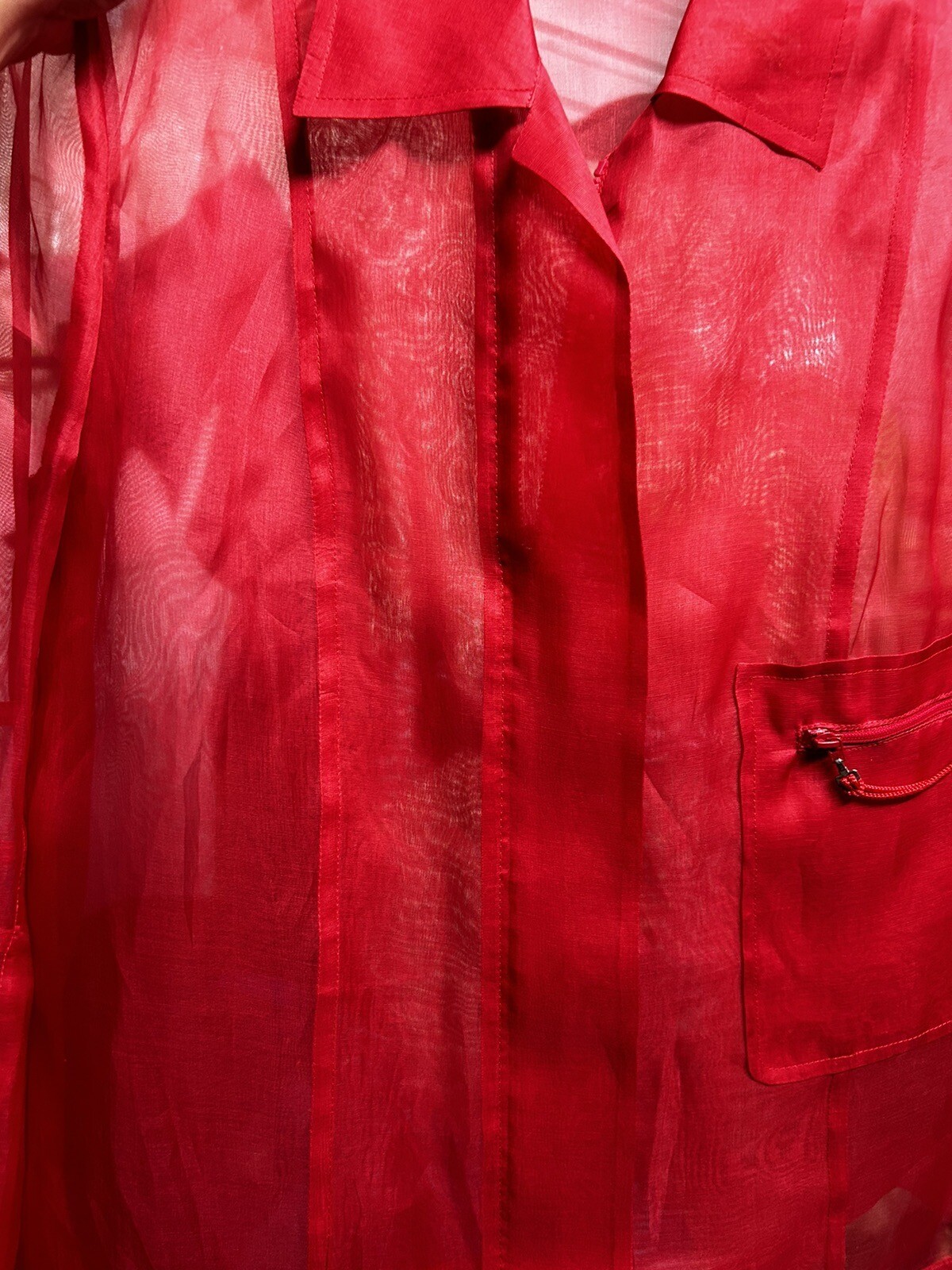 Clasen Vintage Women’s Top/Jacket 100% Silk Sheer Raspberry Pink/Red Sz 10