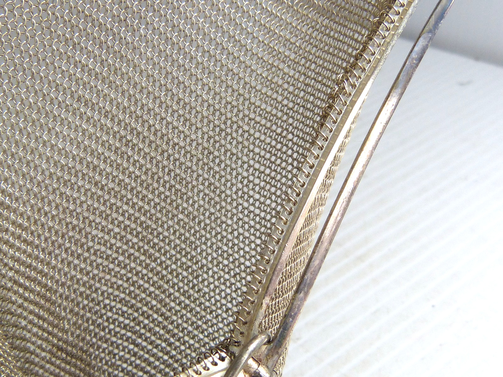 Vintage Whiting & Davis Art Deco Silver Mesh Purse Sapphire Clasp Estate Find !