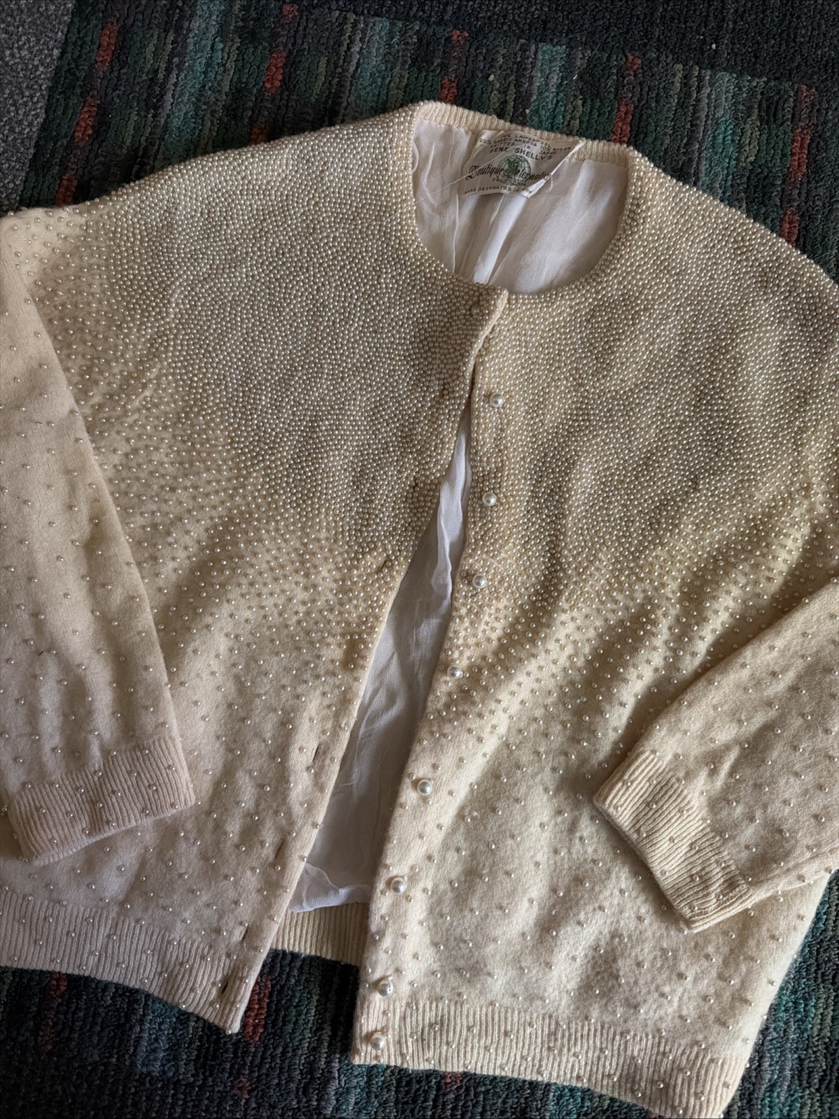 Vintage 1950’s Gene Shelly’s Boutique International Cardigan Beads Wool XS/S