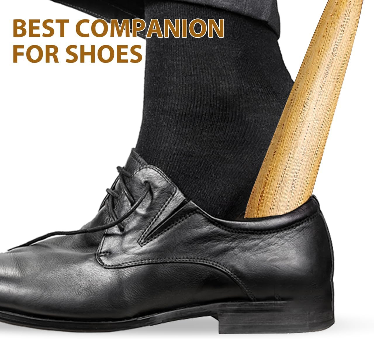 2pcs Wood Shoehorn Long and Short Handle Shoe Horn Shoe Spoon Non Slip Shoe