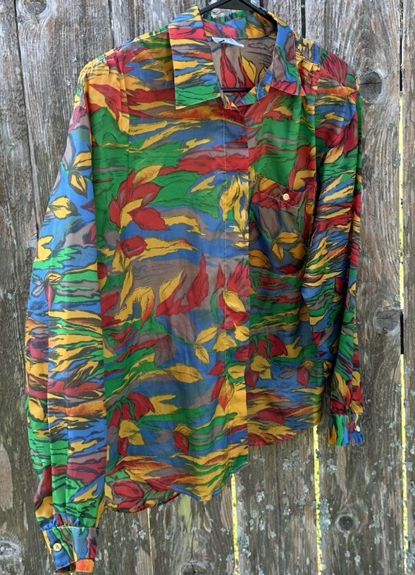 Vintage Related Separates Ladies Size M Blouse Shirt Colorful Leaves Long Sleeve
