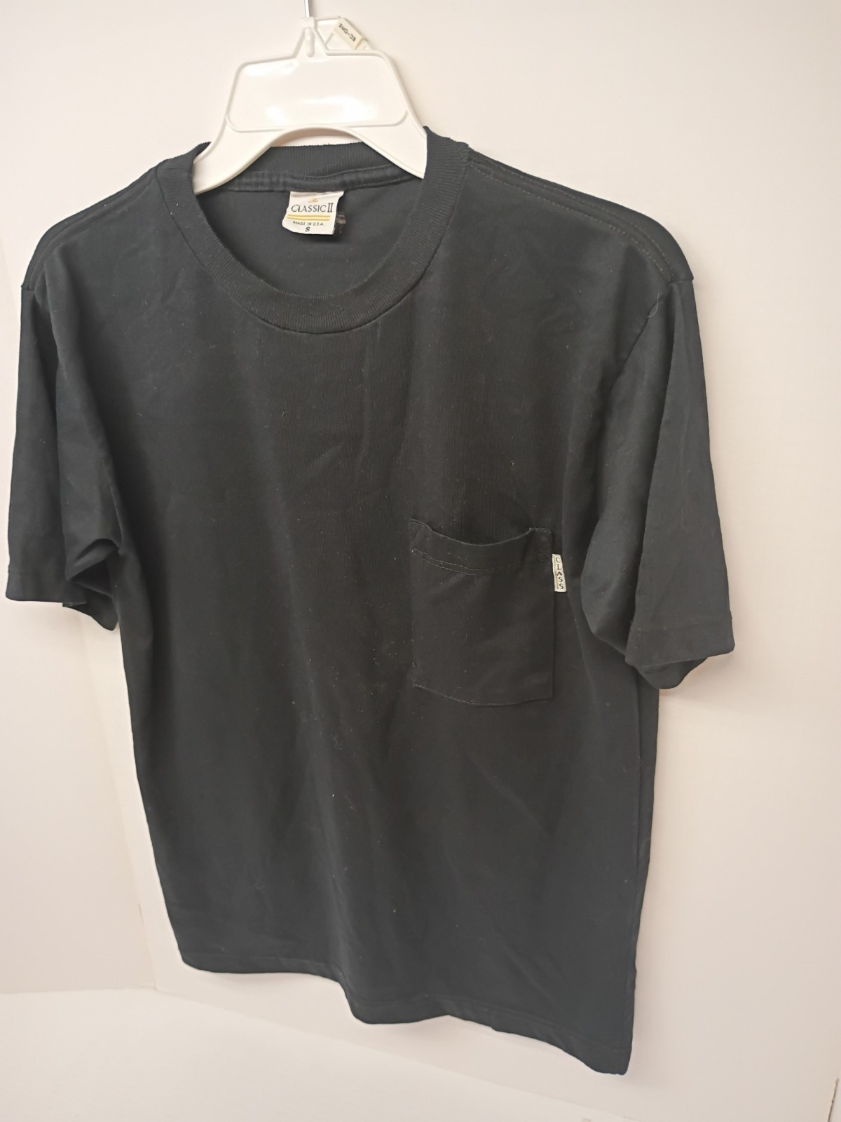 Classic II Men’s Black Crew Neck Pocket T-Shirt Short Sleeve Single Stitch SZ S