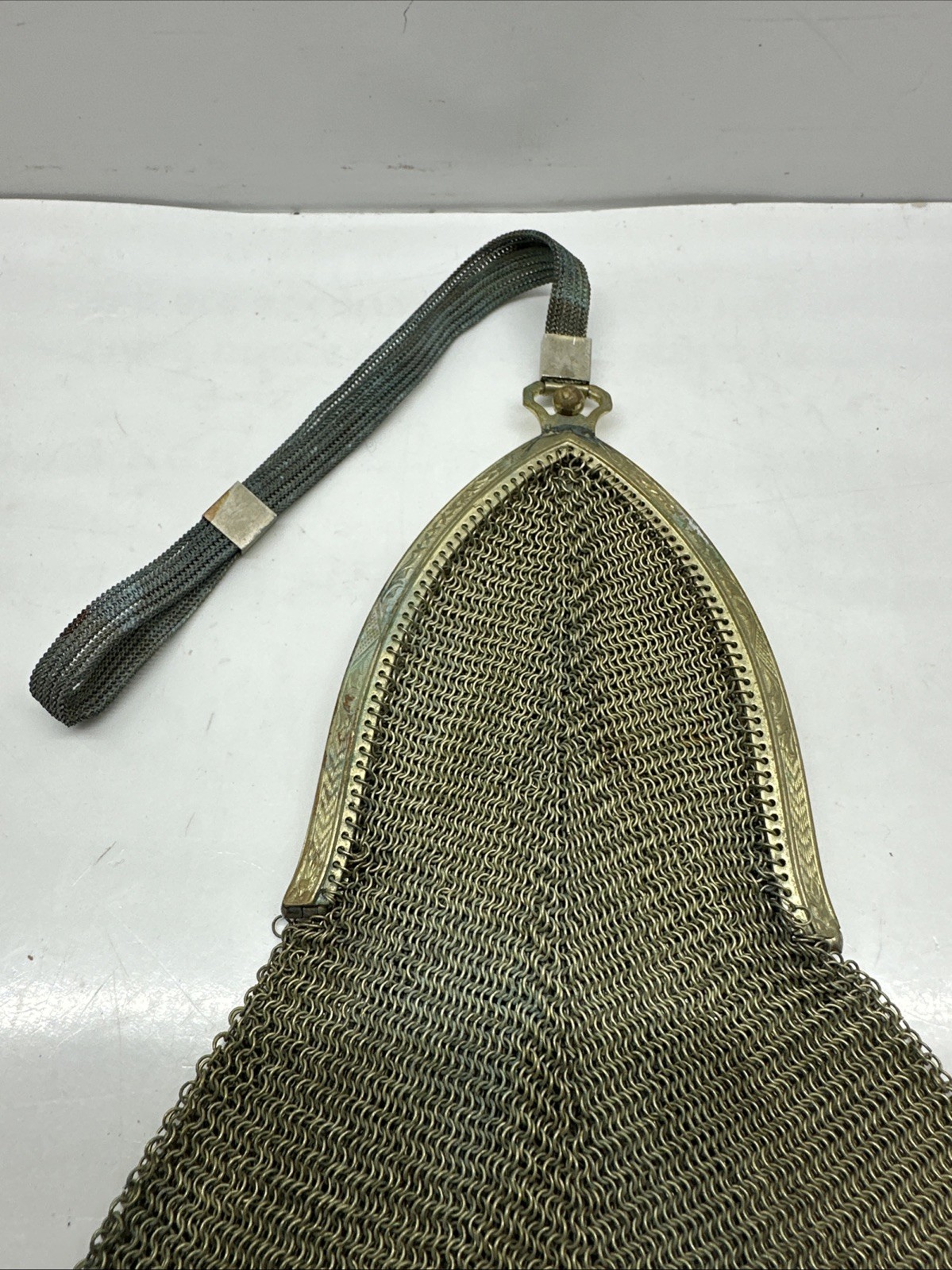 Antique 1920 Whiting and Davis Mesh Bag fine chain mail gold tone flapper purse