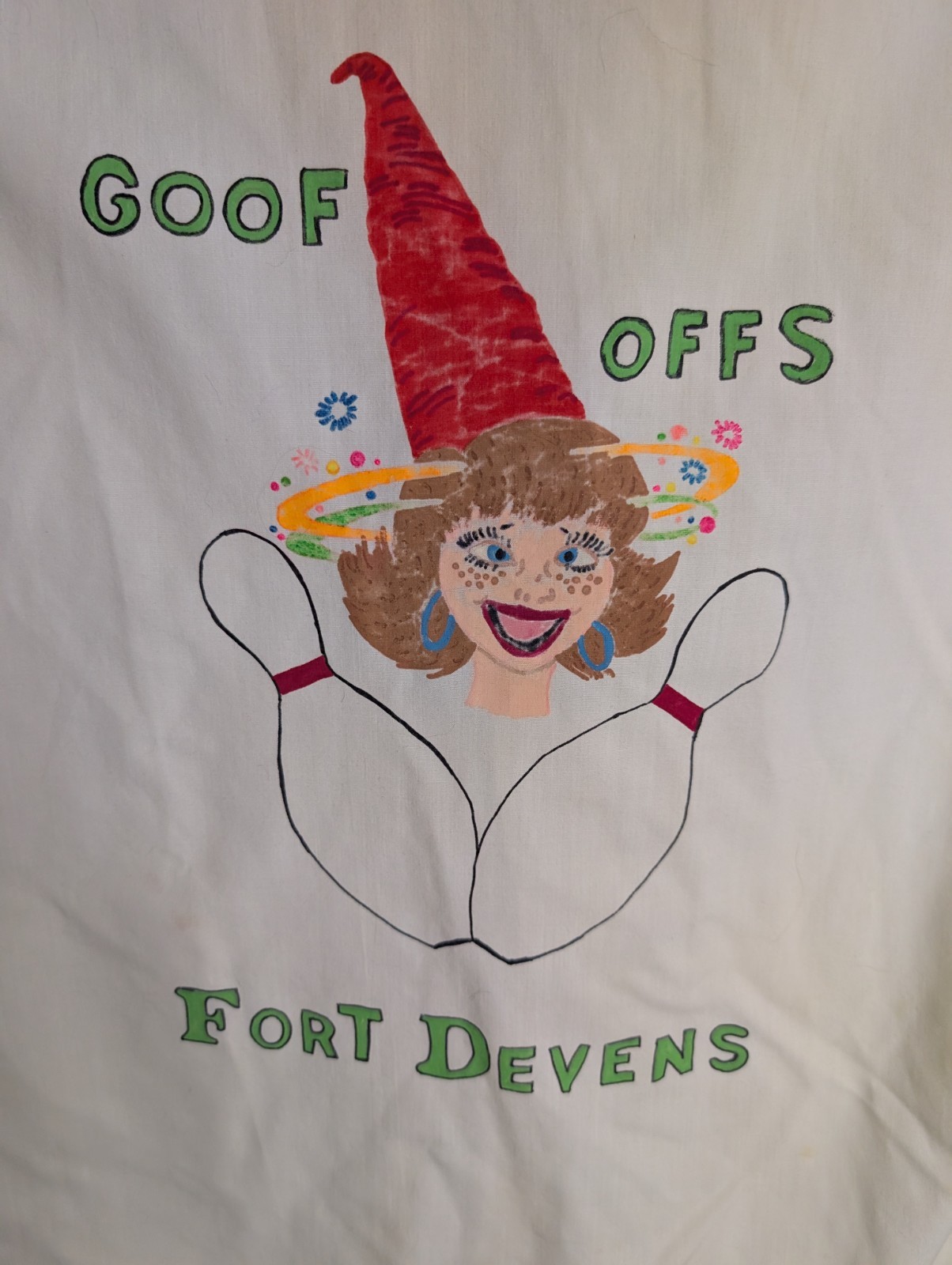 VTG 60s Fort Devens Bowling Shirt Sears Perma Prest Hand Painted “Goof Offs”