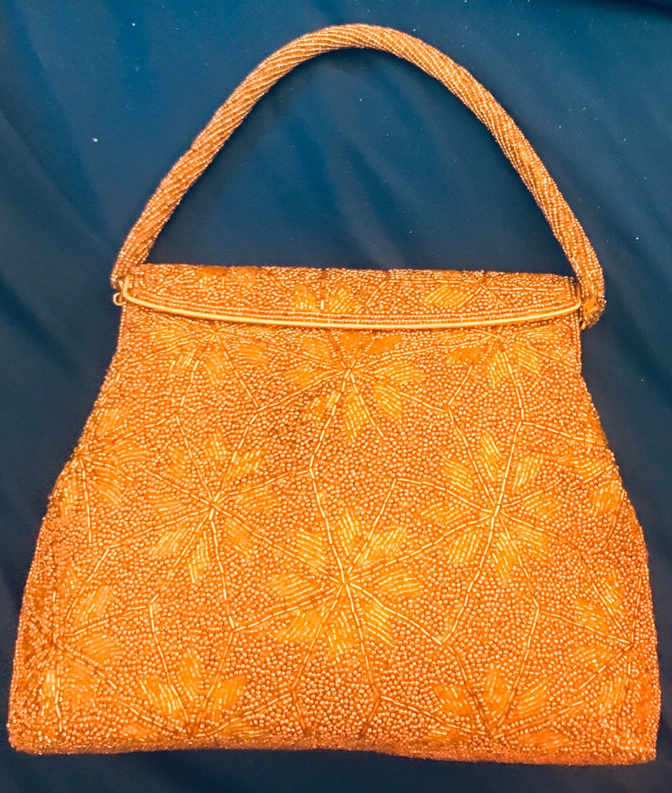Antique Gold Beaded Evening BAG PURSE Formal Special Occasion Quality Handbag