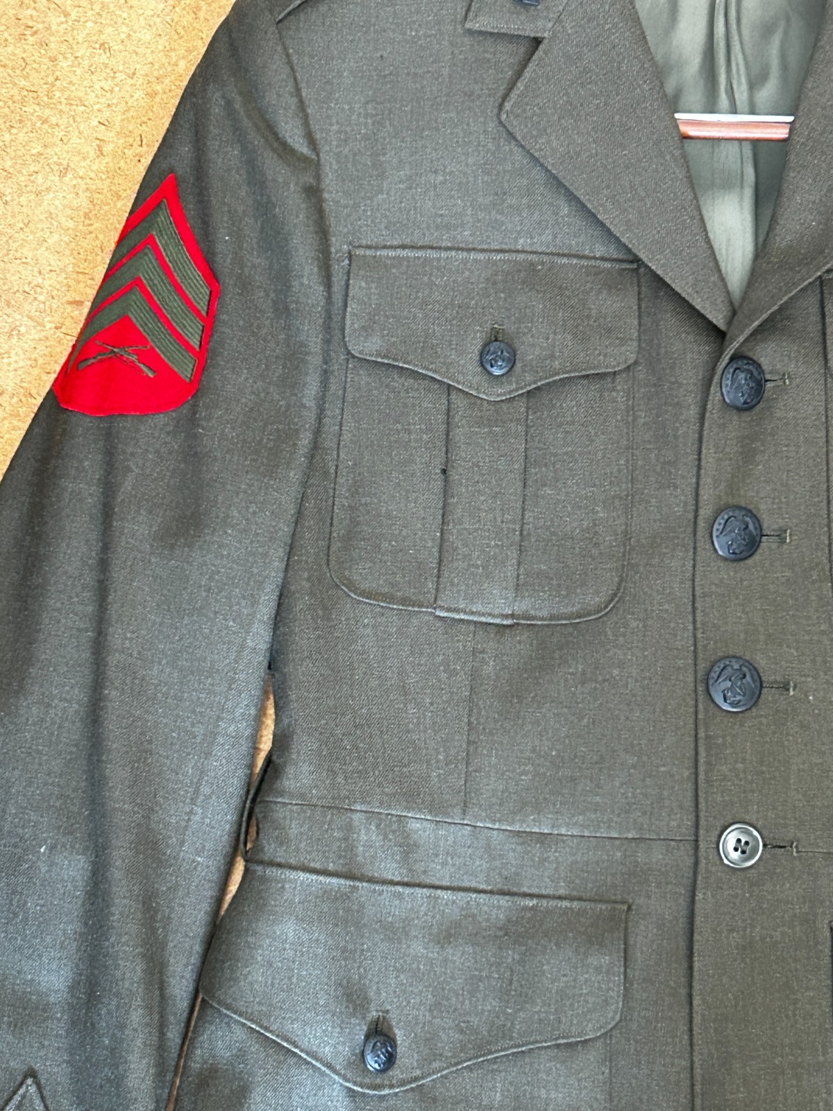 Vintage USMC Wool Serge Dress Coat 39XL Vietnam Era Marine Corps No belt