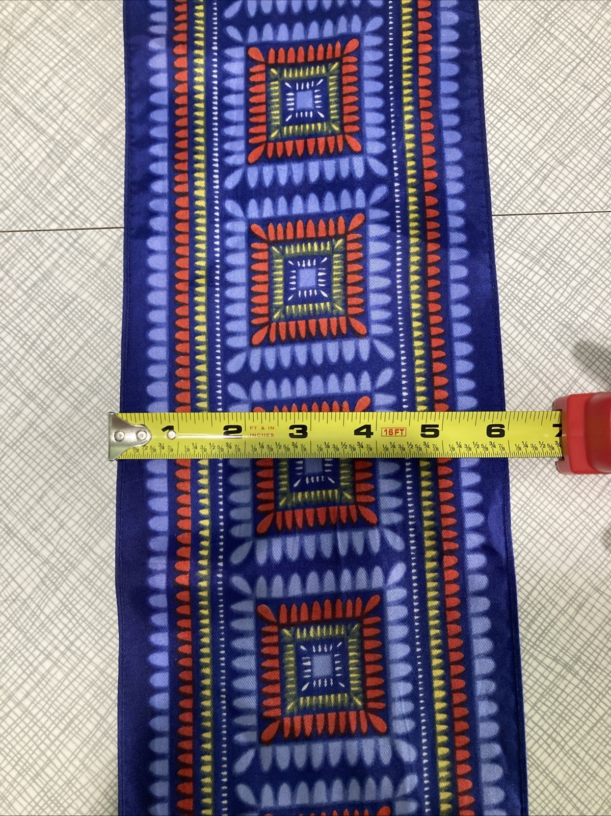 Vtg 1960s Geometric Mini Scarf Mod Acetate Rectangle 6×34” Made in Japan EUC MCM