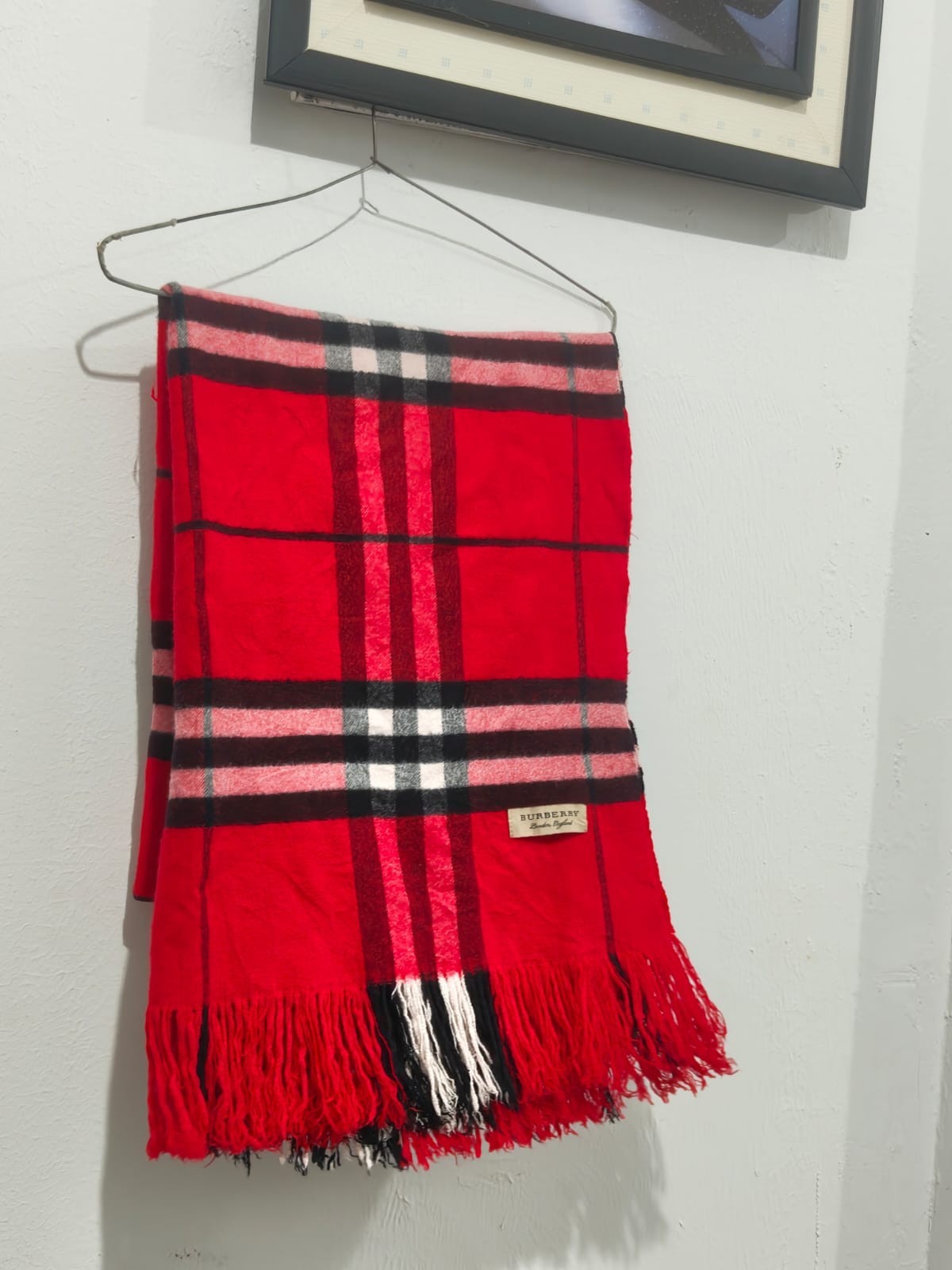 Burberry London Scarf Classic Check Shawl Wrap Vintage Plaid Made In Scotland