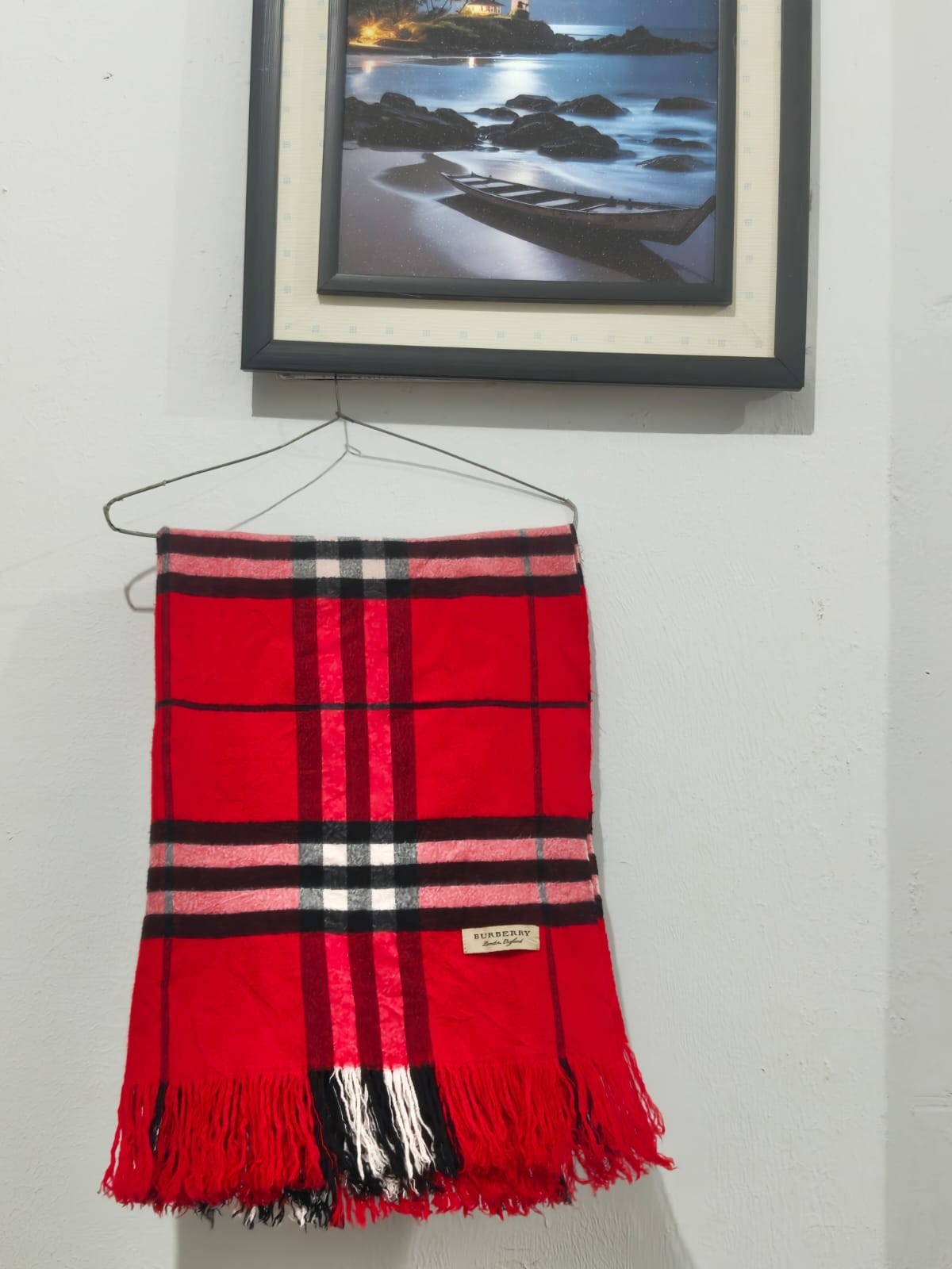 Burberry London Scarf Classic Check Shawl Wrap Vintage Plaid Made In Scotland