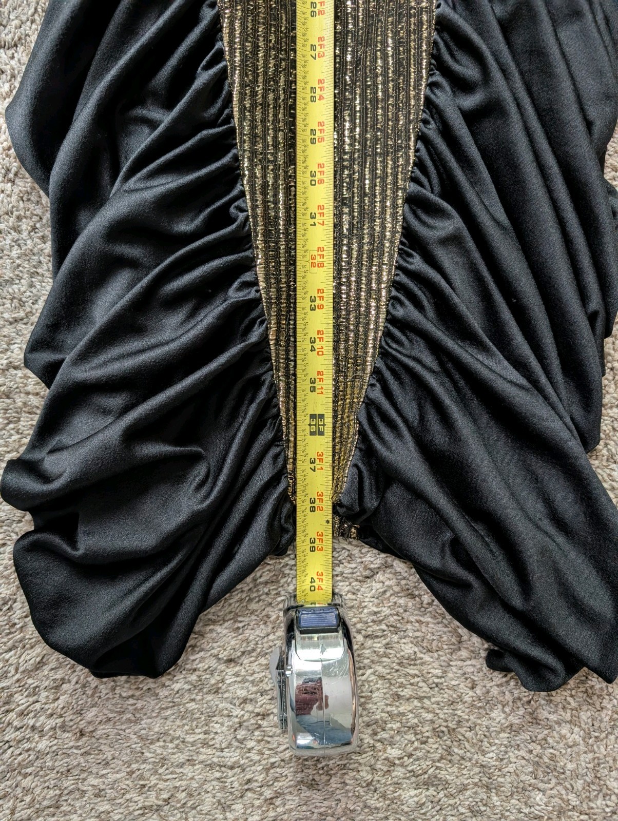 Nuance Vtg 80s Metallic Gold Dark Romantic Evening Gown Vamp Goth Midi Bodycon