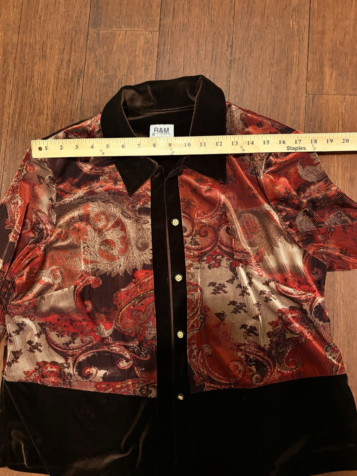 Vintage R&M Richards Velvet 2pc Dress Jacket Set Paisley Size 16 USA