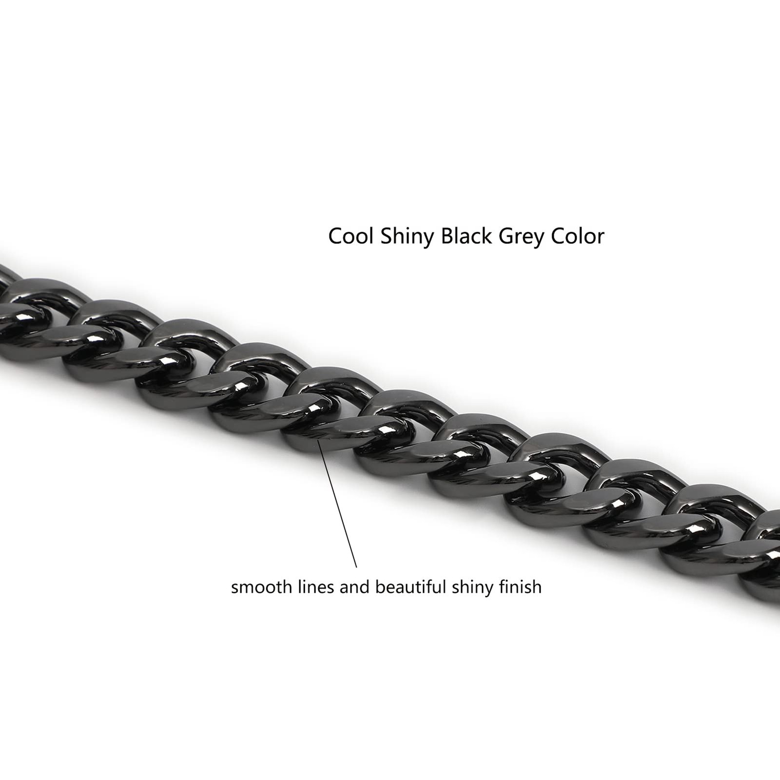 Xiazw 26 Inch Chic Metal Purse Chain Strap Handle 26 Inch, Black – Grey