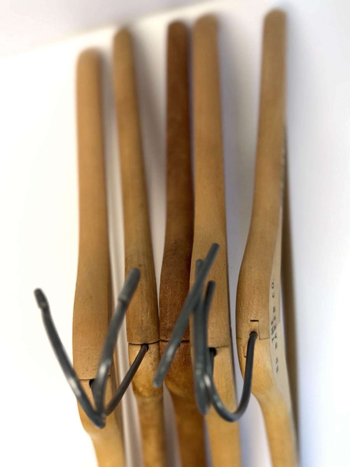 Vintage Wooden Clothes Hangers Motels NY OH MA Advertising Set Of 5