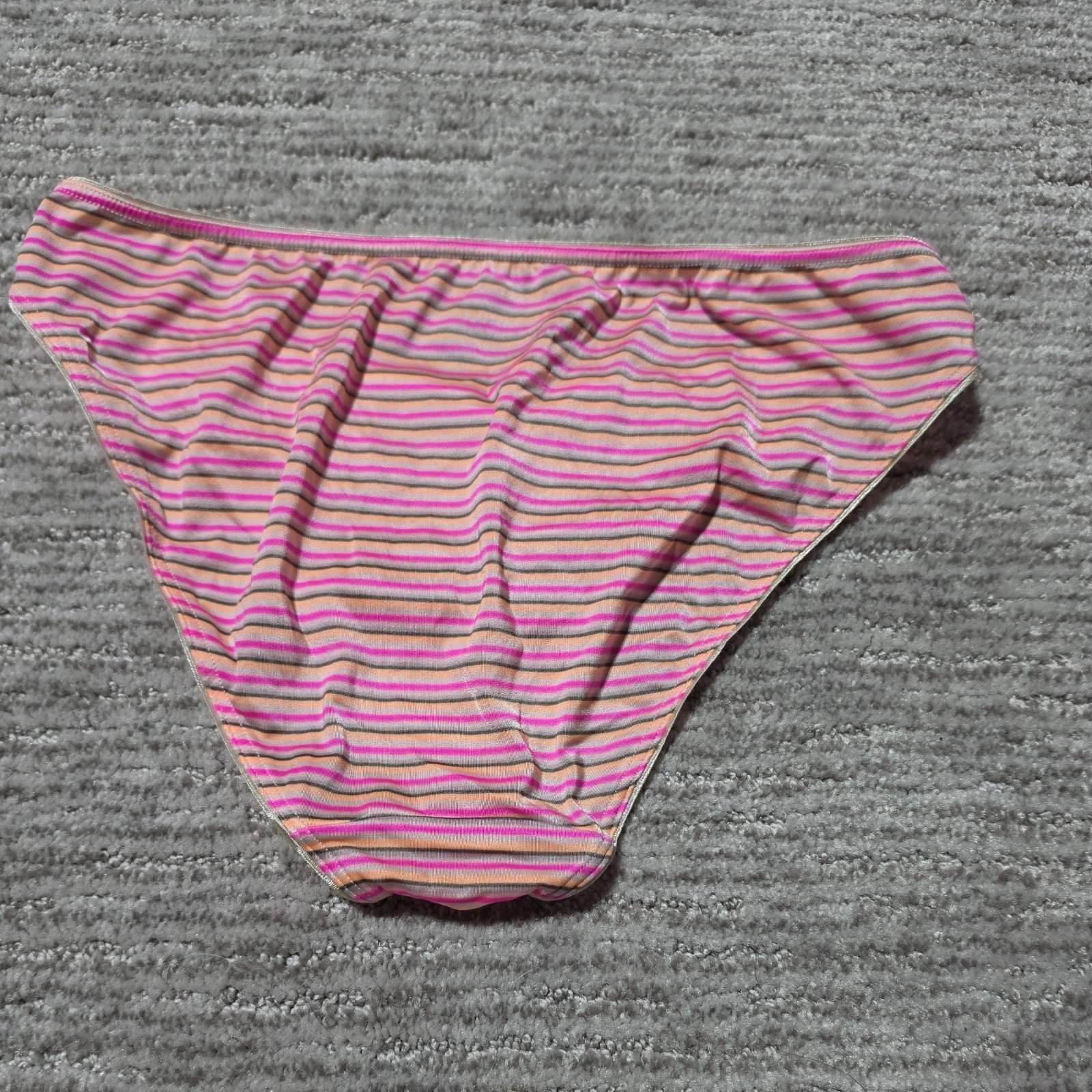 Victoria’s Secret Everyday Perfect Pink Stripe Silky Satin Bikini Panty Medium