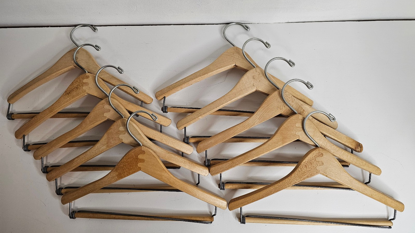 Vtg Batts Natural Wood Wishbone Hangers 12.5″ For Youth Sizes 8-14 NOS Lot Of 10
