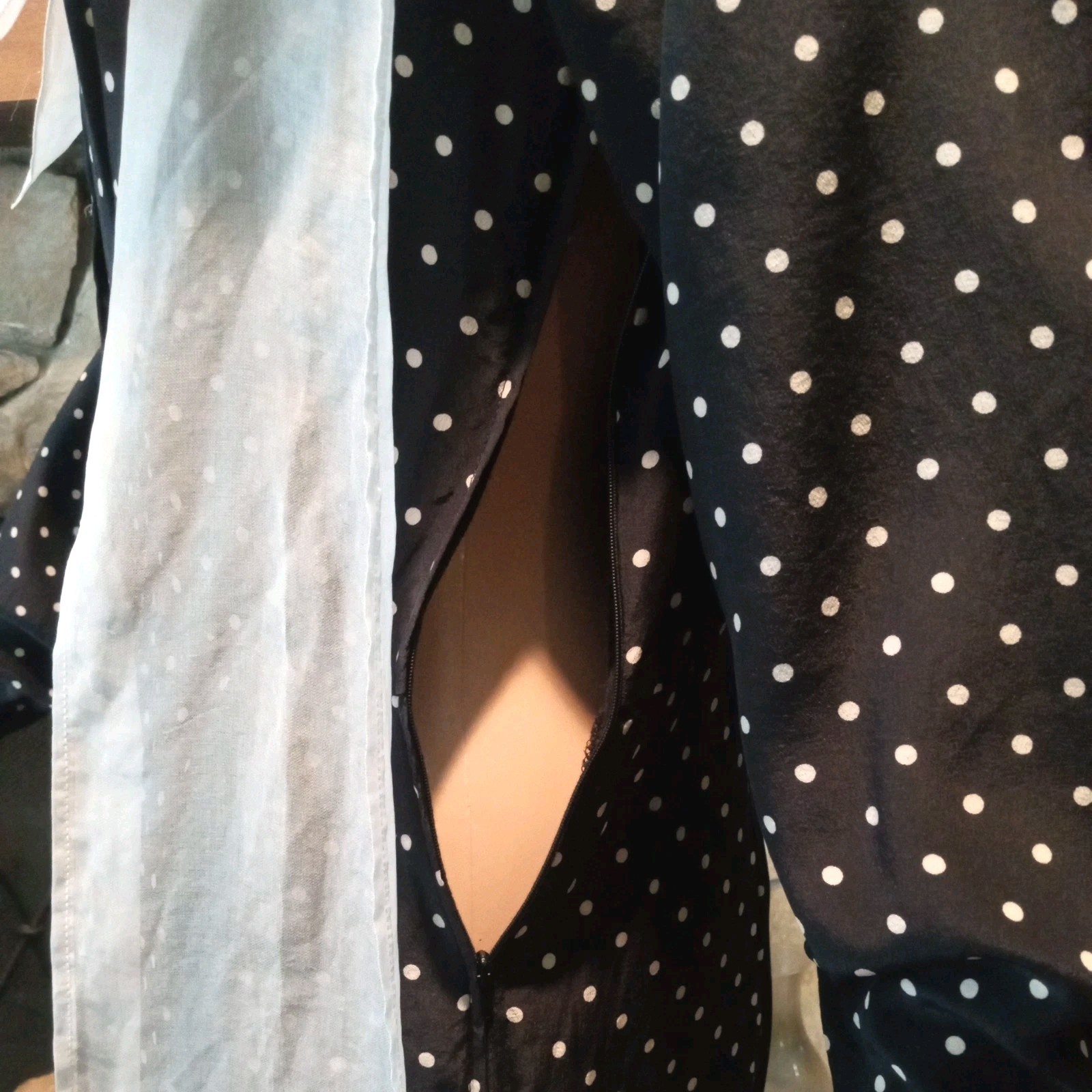 Vintage Genny Silk Dress Made In Italy Polka Dot 34″C 28W Black & White Size S/M