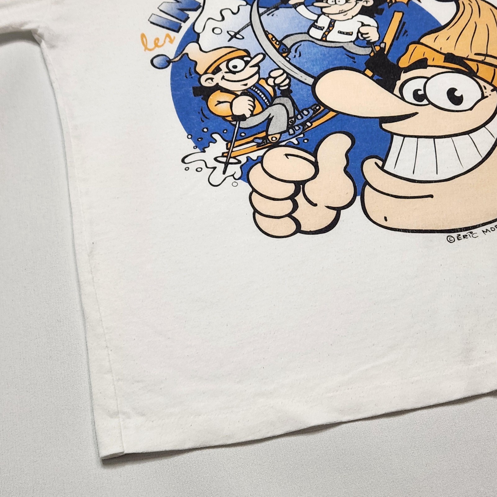 Vintage 90s Les Intrepides Quebec Ski Cartoon Junior L Single Stitch Tee 12-14