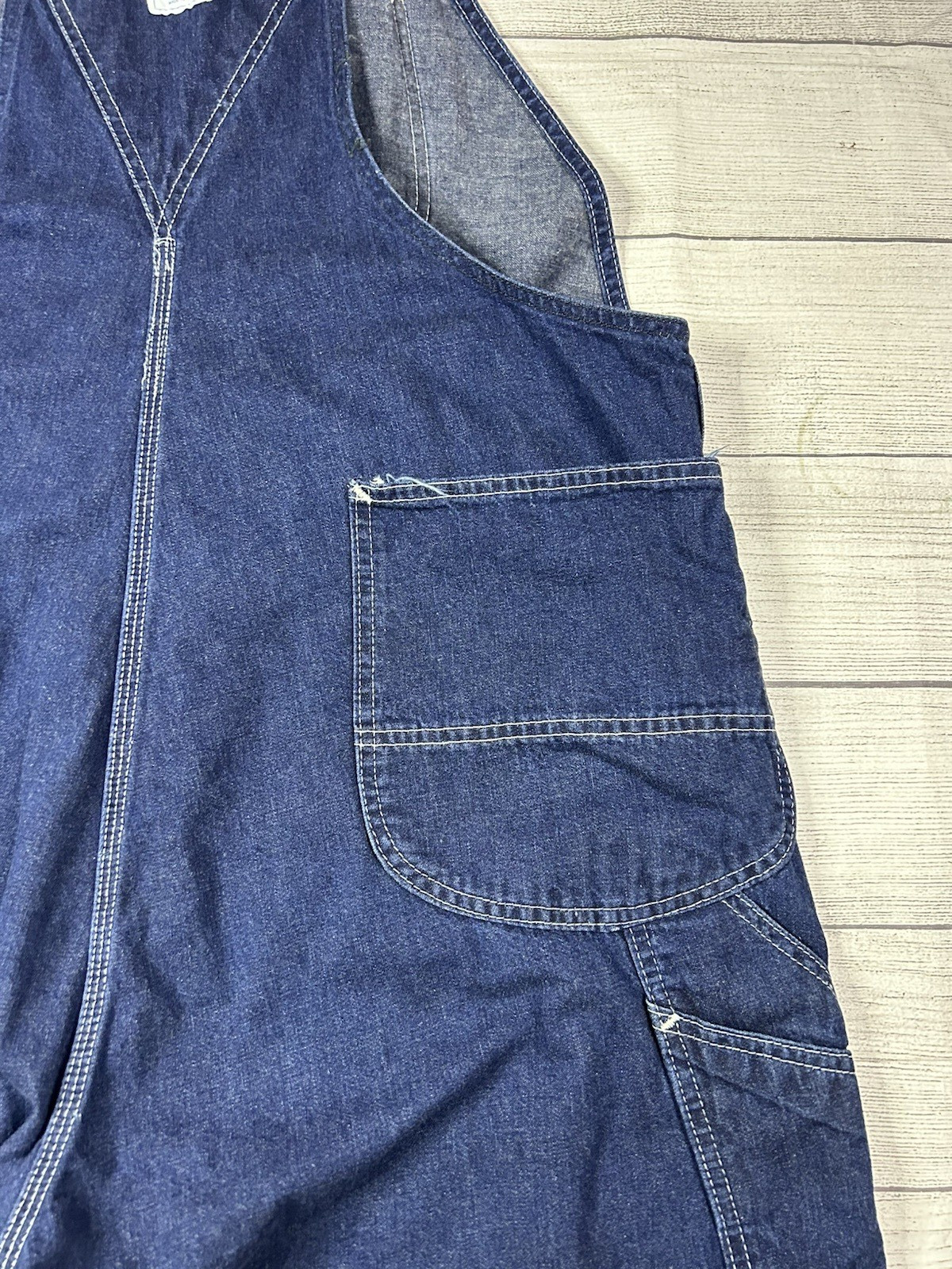 Vintage Lee Denim Overalls Made In USA 41×27 Dark Wash Workwear Farmcore
