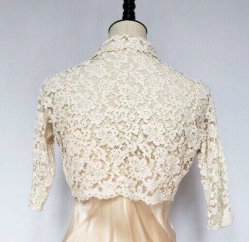 Off White Antique Lace Bed Jacket M