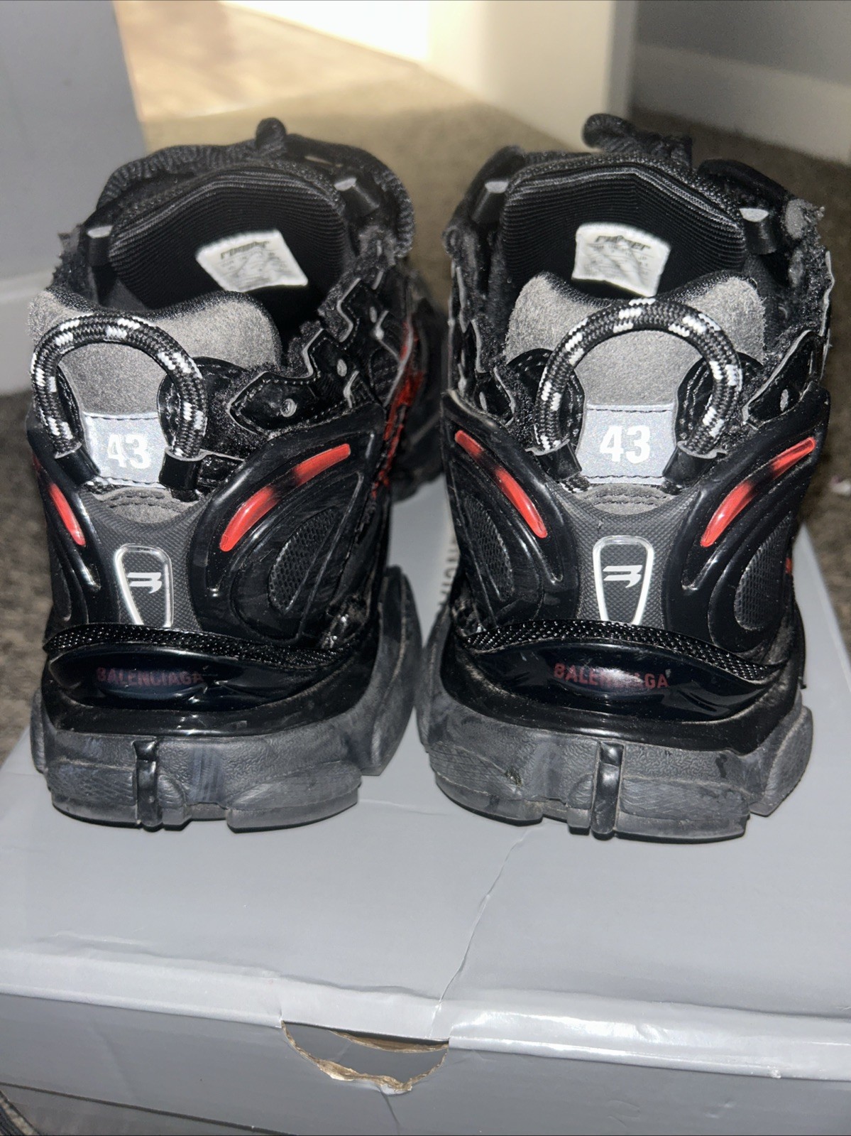 balenciaga runners red and black graffiti