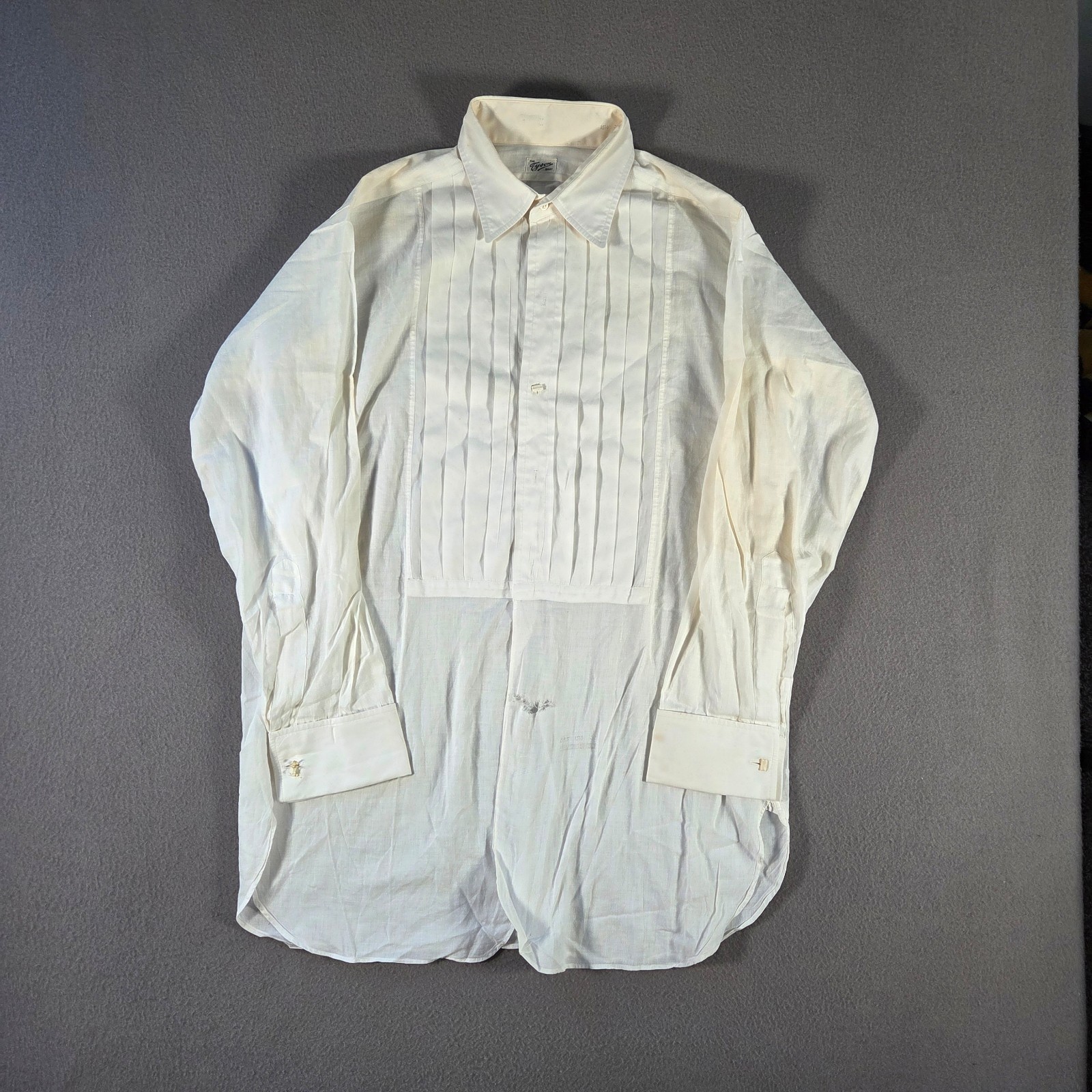 Vintage Tuxedo Shirt Mens 15.5 White Pleated The Tyson 50s 60s Renaissance