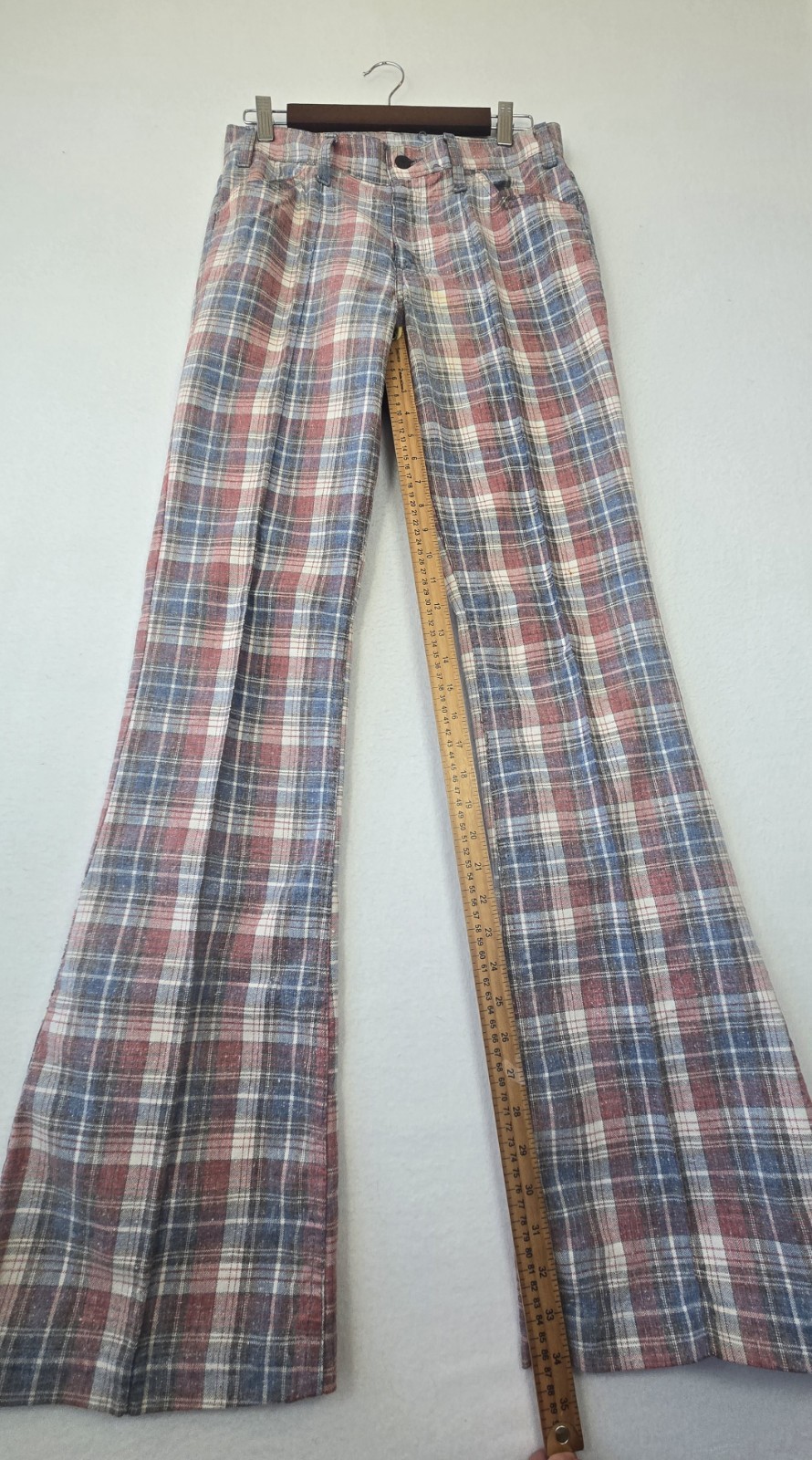 VTG Levi’s Plaid Disco Pants Mens 60s 70s Flare Leg Trousers