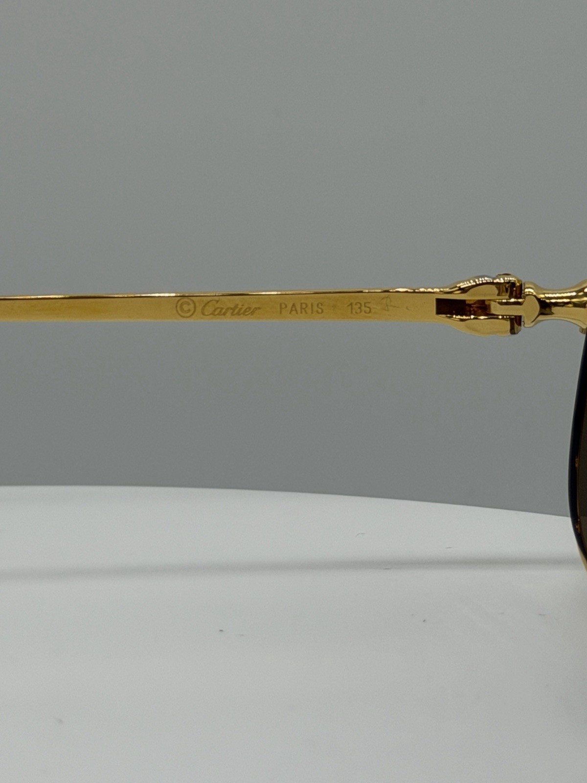 NOS Vintage Cartier Deimos TB100588 Gold Brown Lens Orange 90s 135 52 21 France