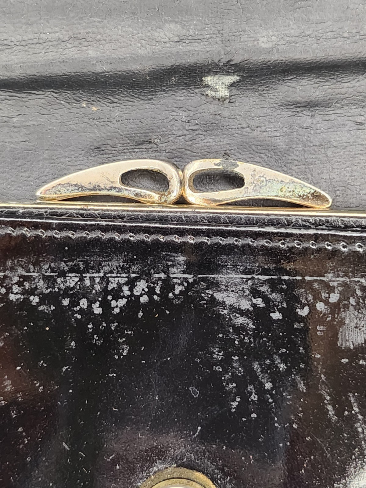 Vintage Esquire Black Patent Leather Clutch Wallet Snakeskin Trim