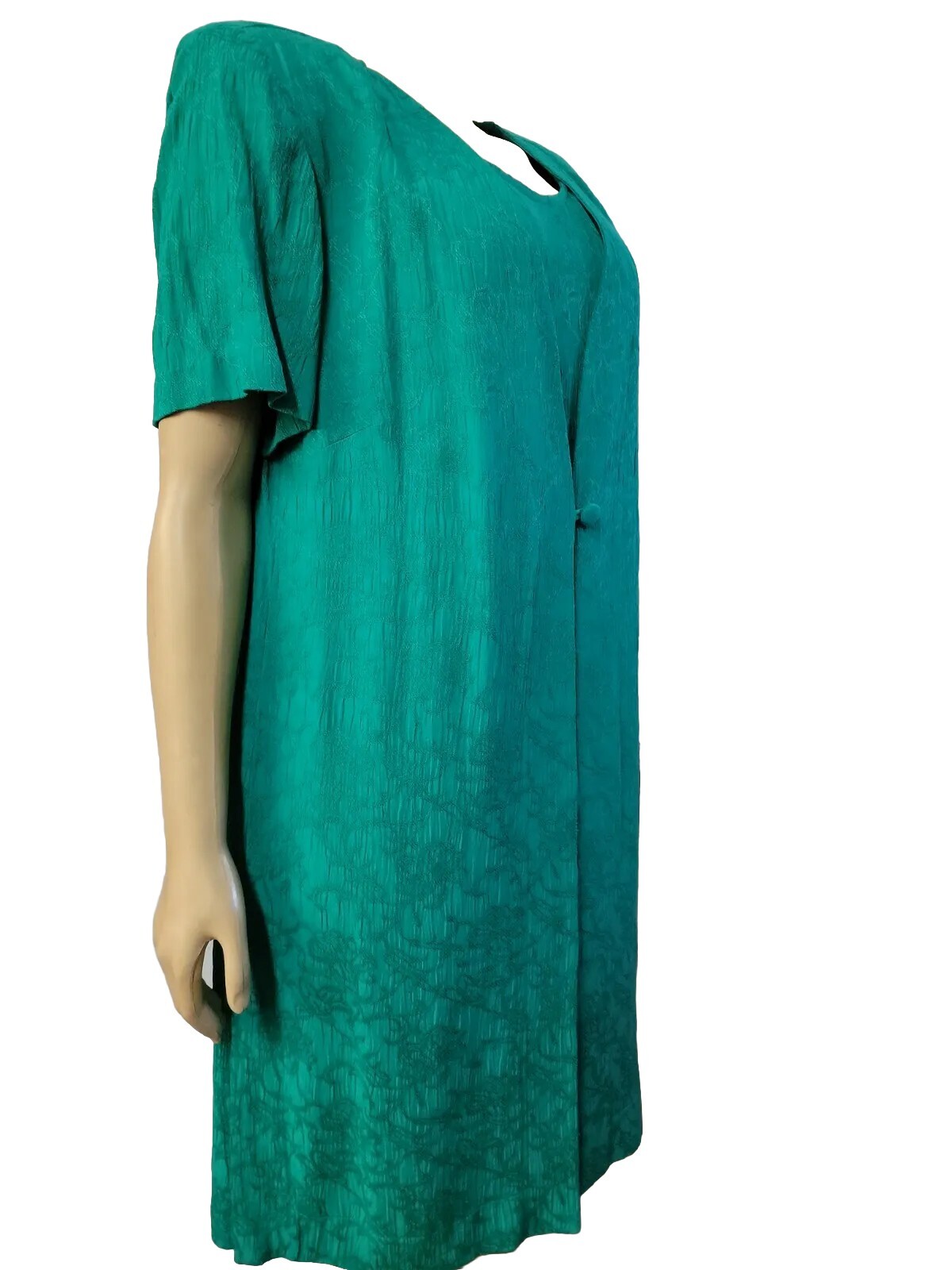 VTG 80’s SPECIAL THYME OCCASION L GREEN TEXTURED SHEATH COAT DRESS WOMEN #W7