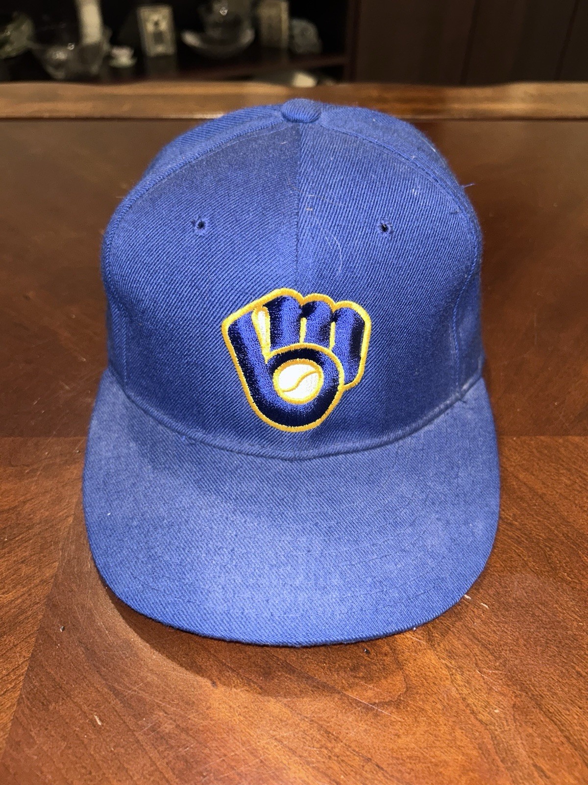 Milwaukee Brewers New Era Vintage Pro Model Diamond Blue Fitted Hat Cap 7 1/4