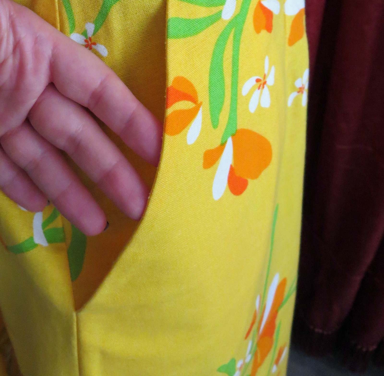 1960s 1970s Malia Honolulu Yellow Floral Wrap Dress with Pockets