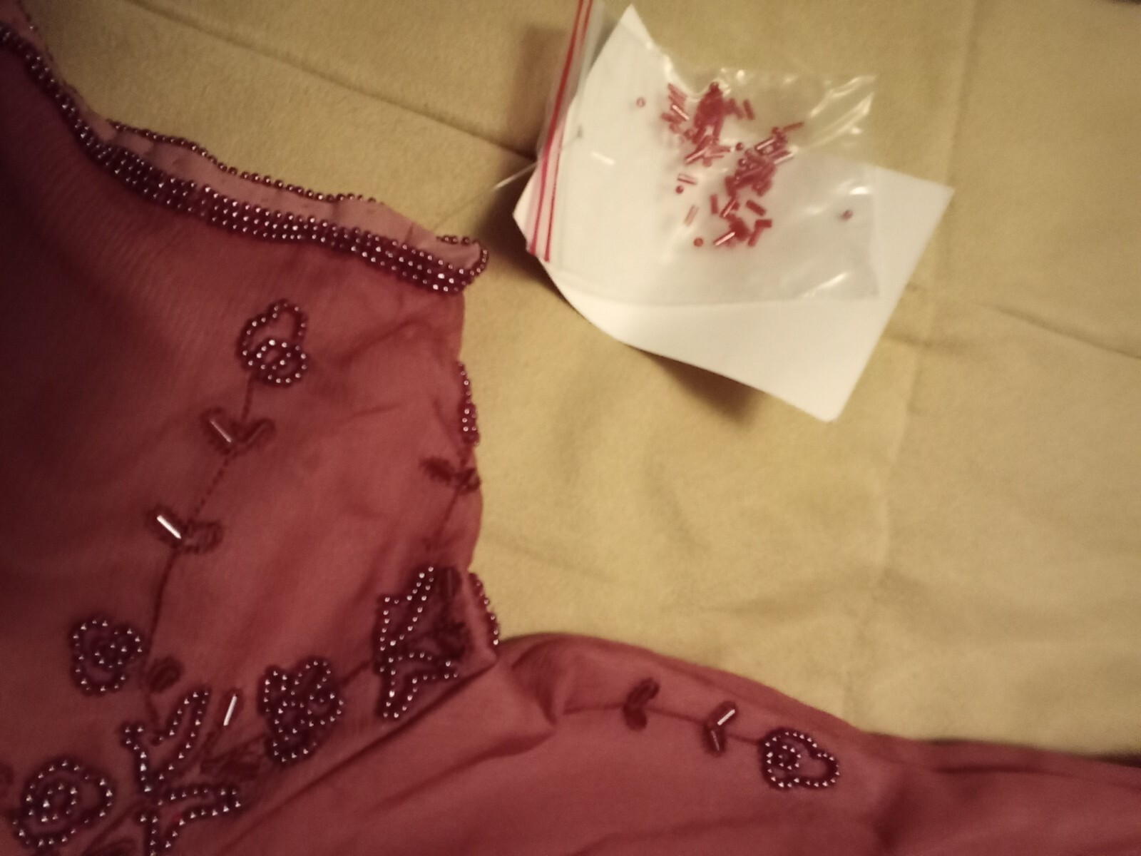 Beaded Silk Dress Long 20 NWT Made In India Vntg