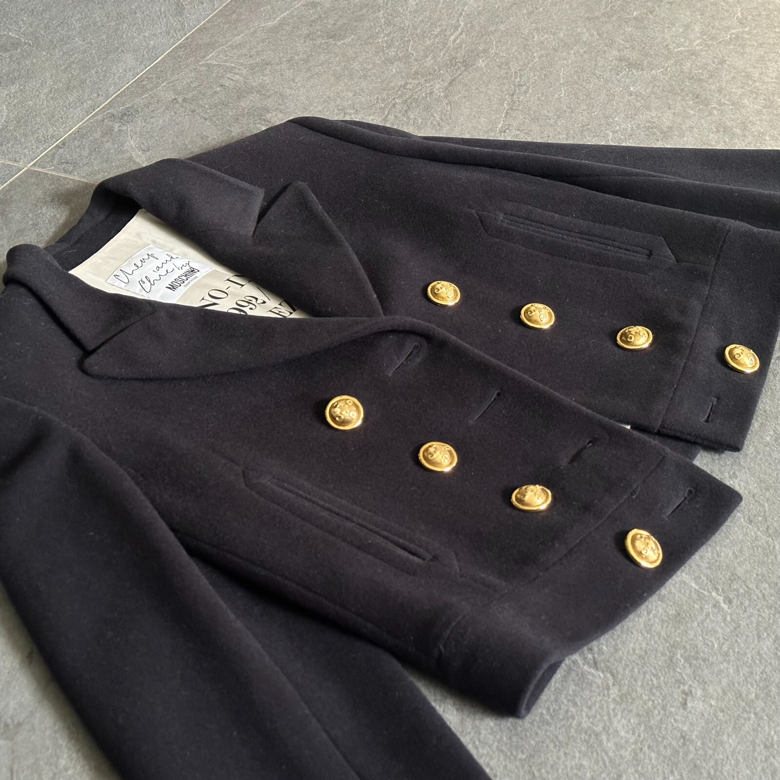 MOSCHINO CHEAP and CHIC blue navy wool & mohair jacket size 42 from F/W 1992/93