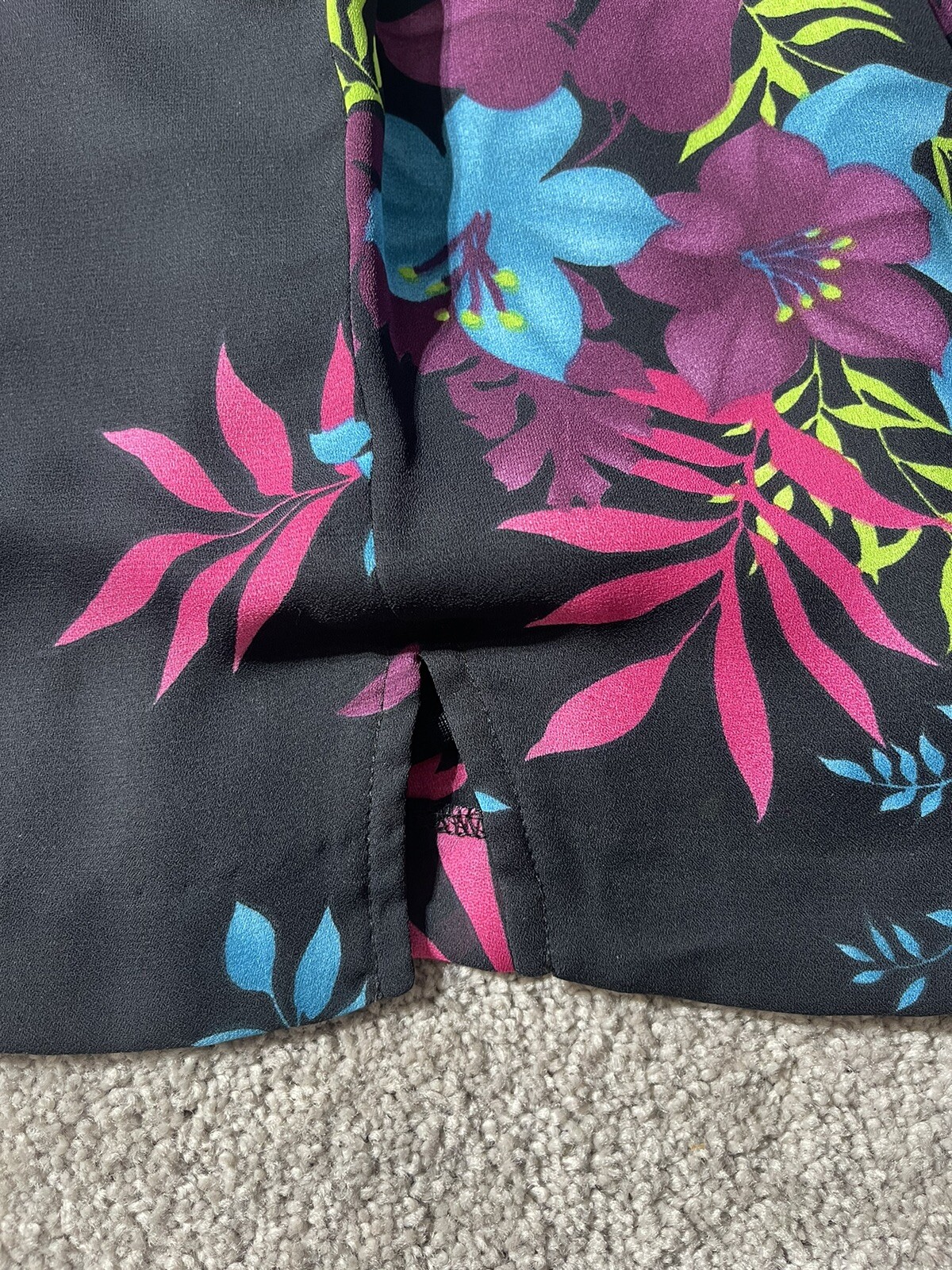 Vintage 80s Womens Plus 30W Top Blazer Shoulder Pads Hot Pink Tropical Floral