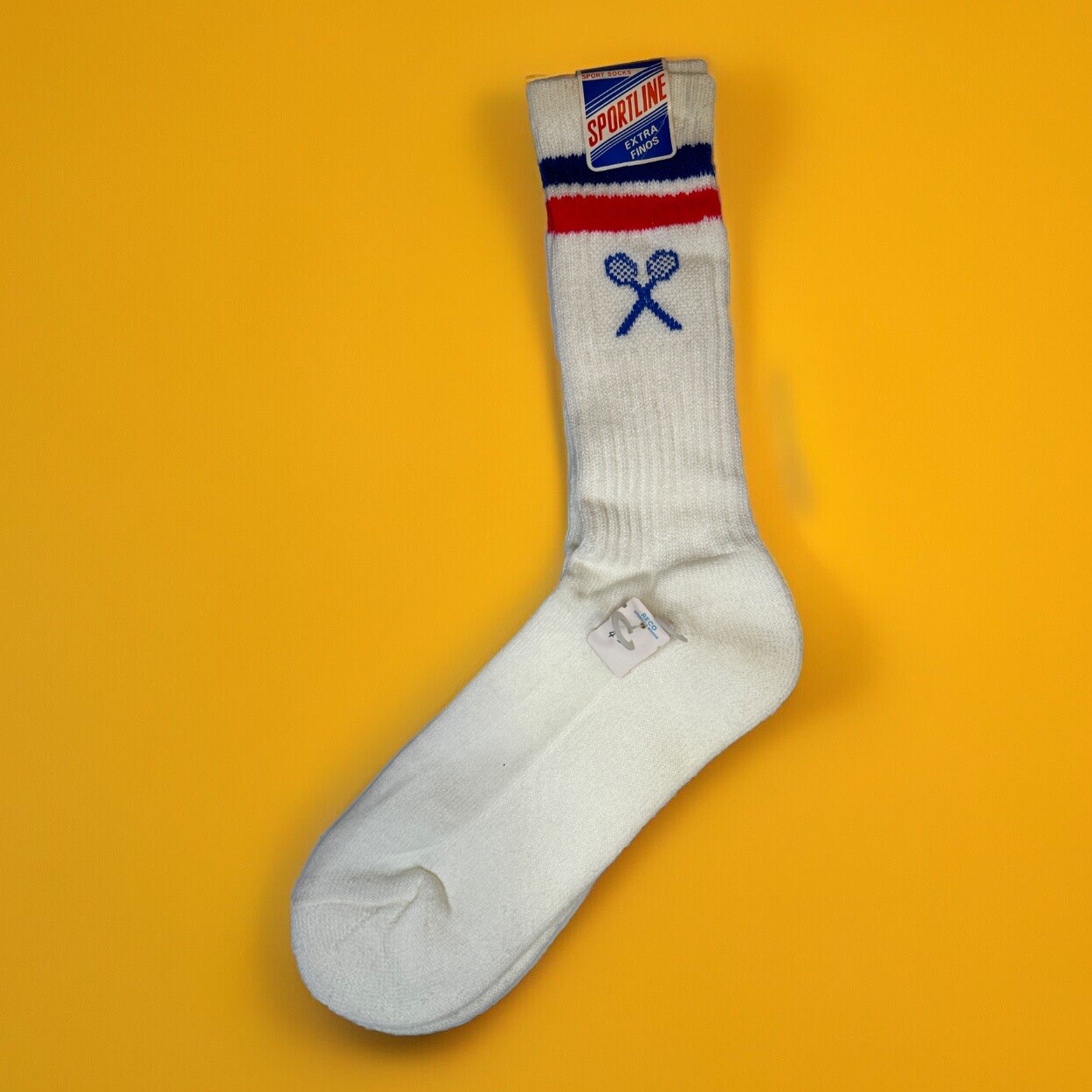 VTG Socks 80’s NOS Sportline Tennis Made El Salvador Striped Crew 10-13 Acrylic.