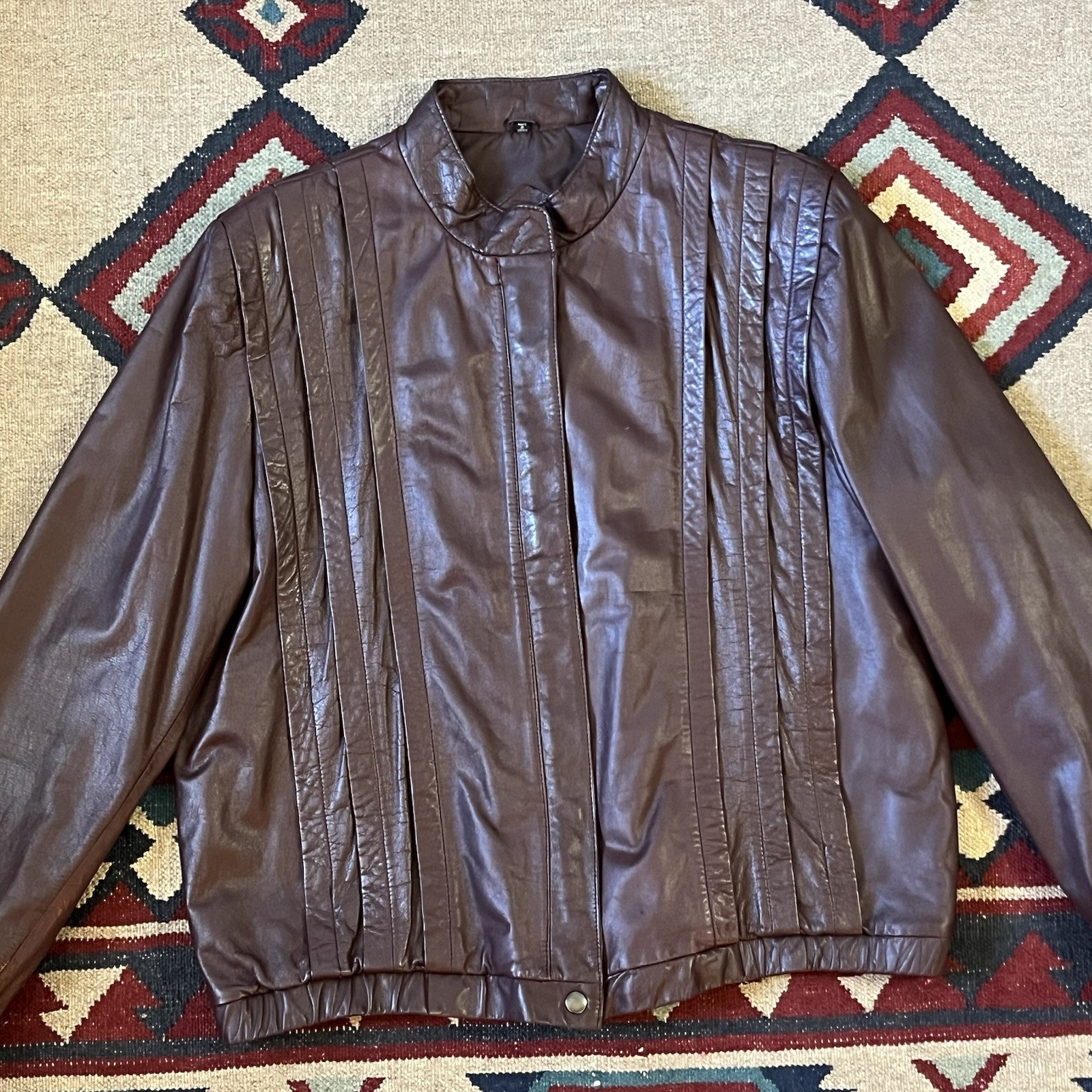 Vintage 80s Leather Jacket Women’s Size 22.5 Winks Lane Brown Zip Up