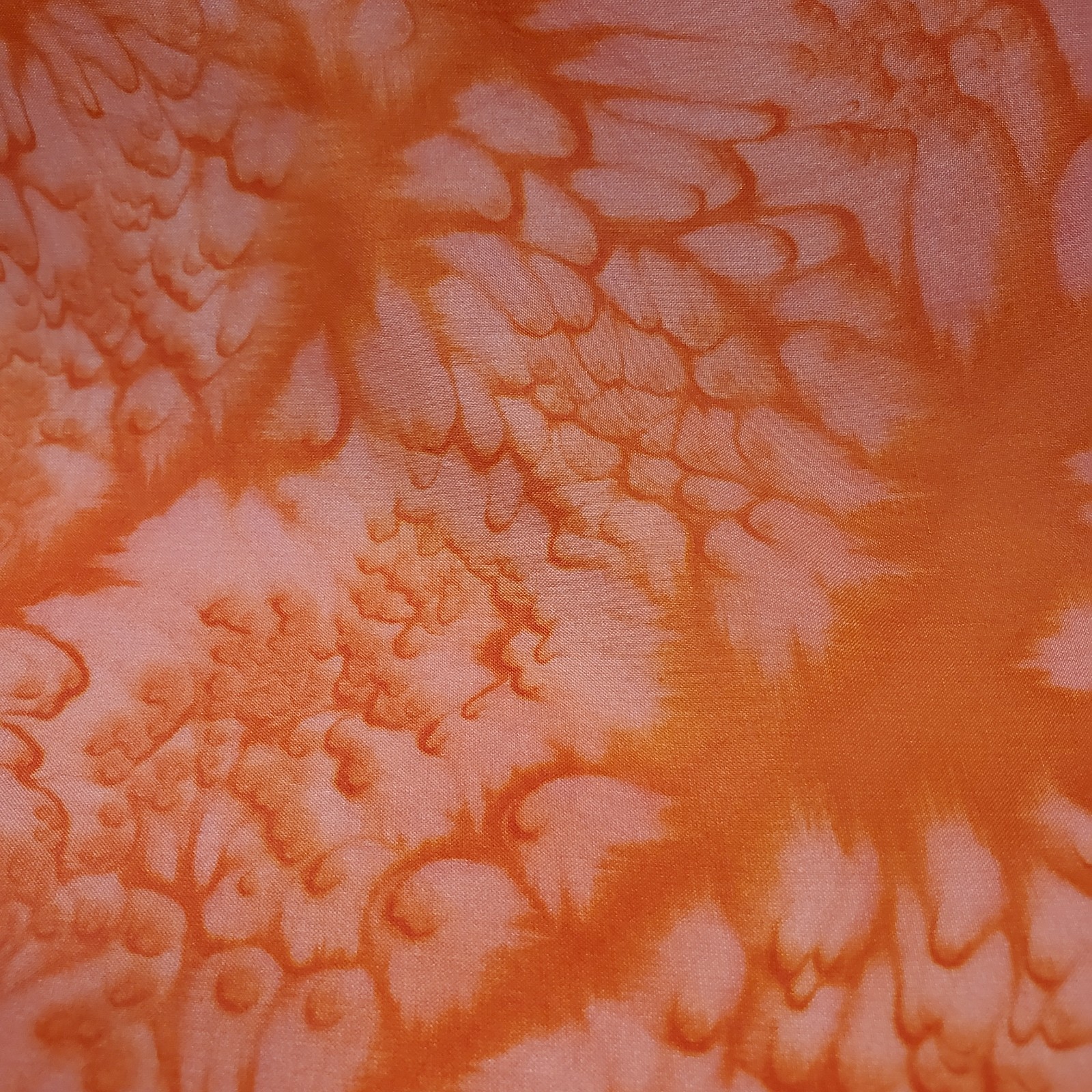 Silk Scarf Orange, Green, Signed Hand Dyed Tie Dye Art to Wear 35.5” x 35” EUC