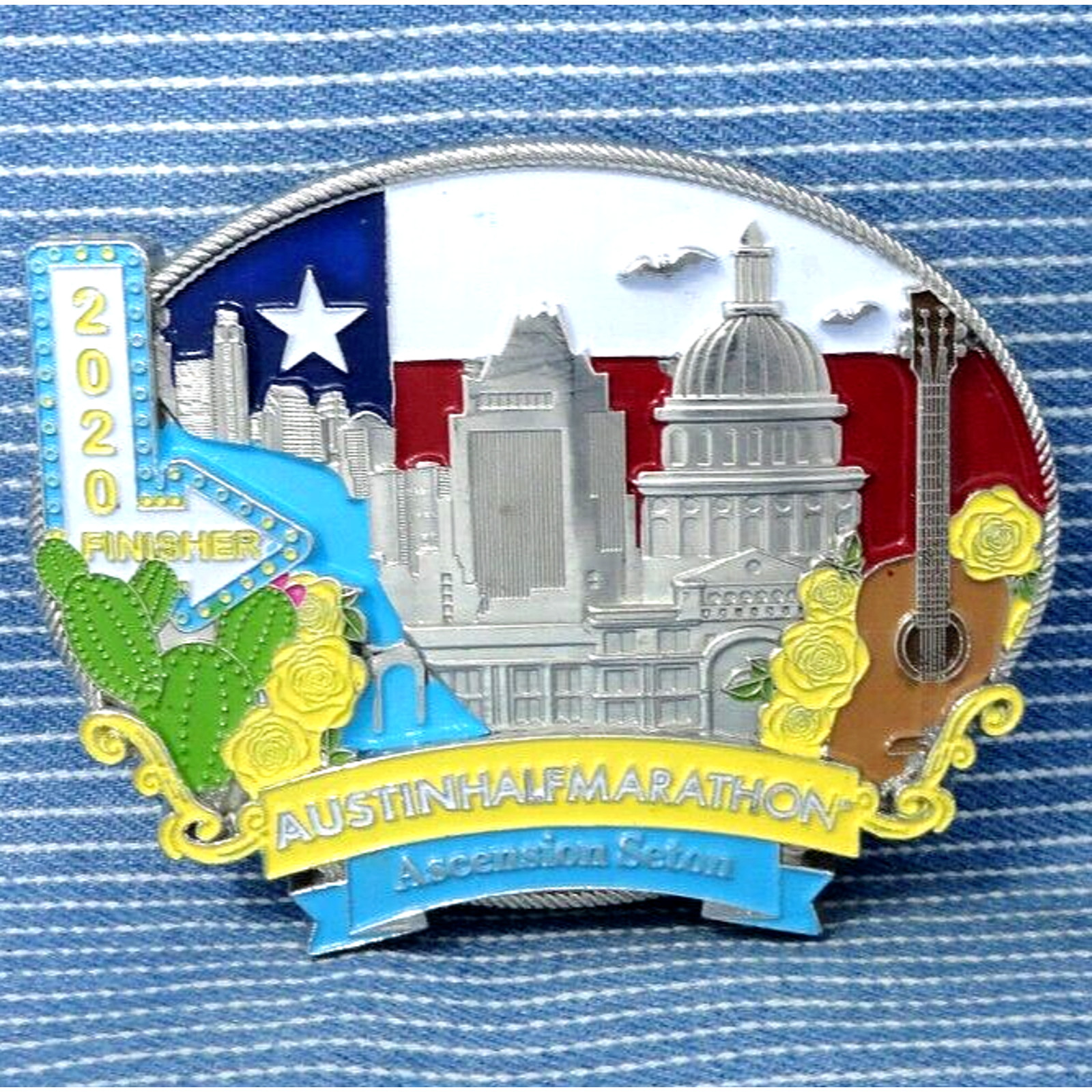 Austin Half Marathon 5K Finisher Belt Buckle 2020 Ascension Seton .PCB756
