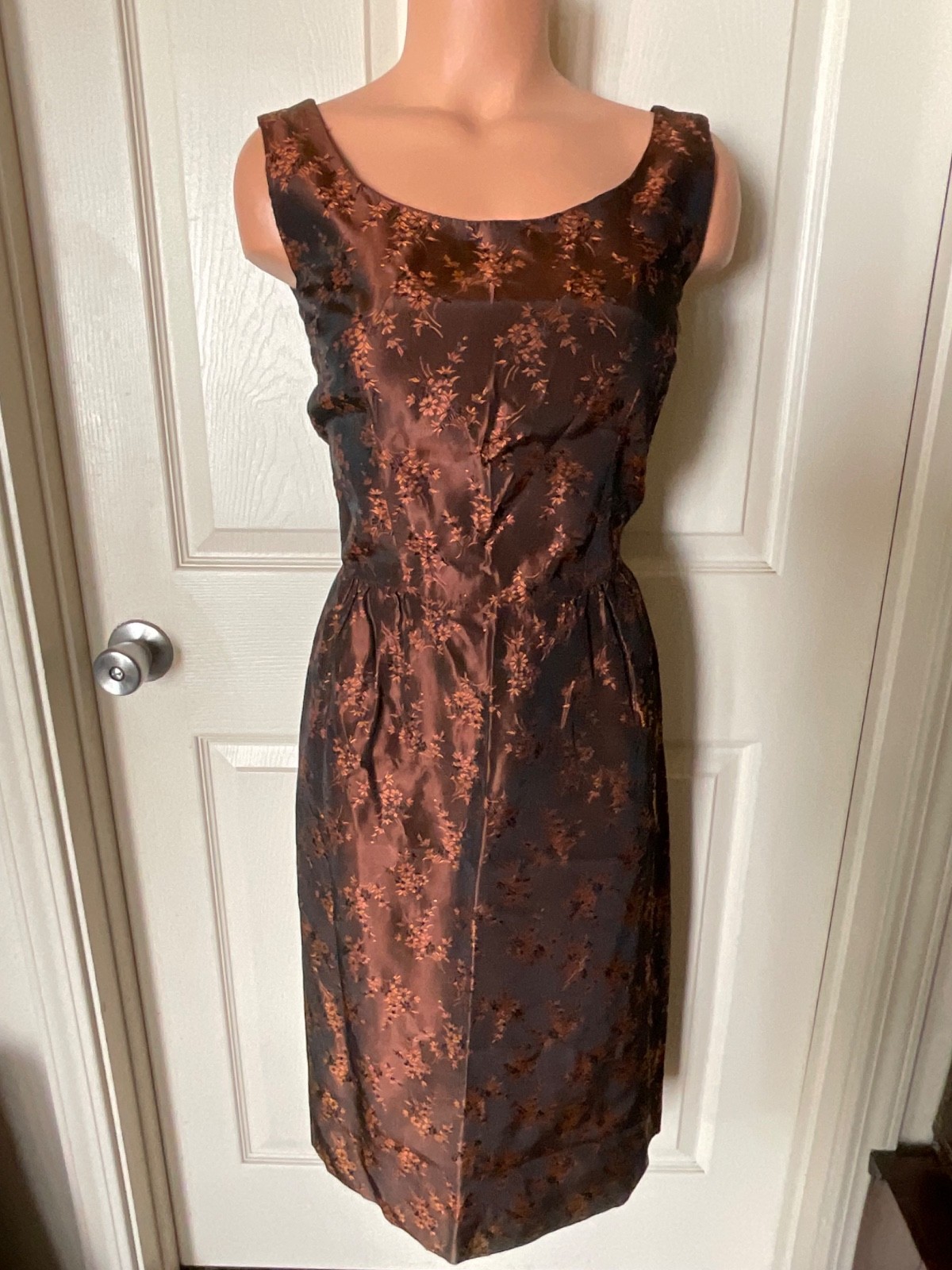 Vtg 2 Piece Dress Set Wiggle Pencil Silk Cheongsam Original Handmade OOAK Sz S