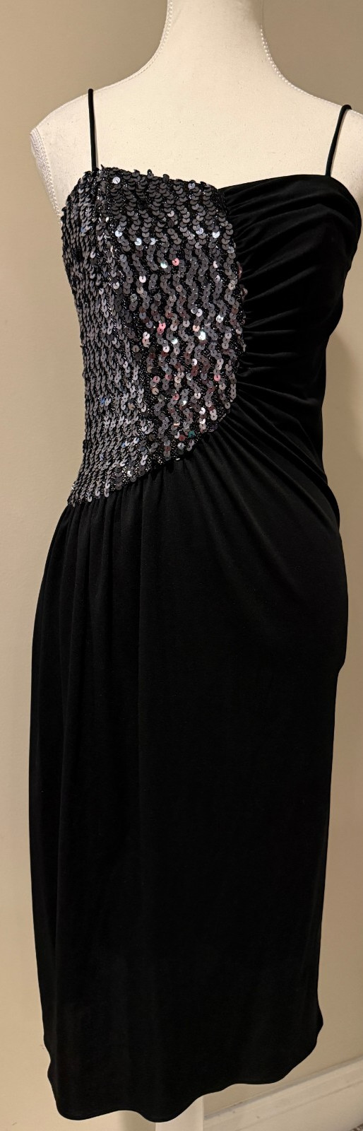 GLENROB Womens Vintage Black Silver Sequin Occasion Evening Dress – Small