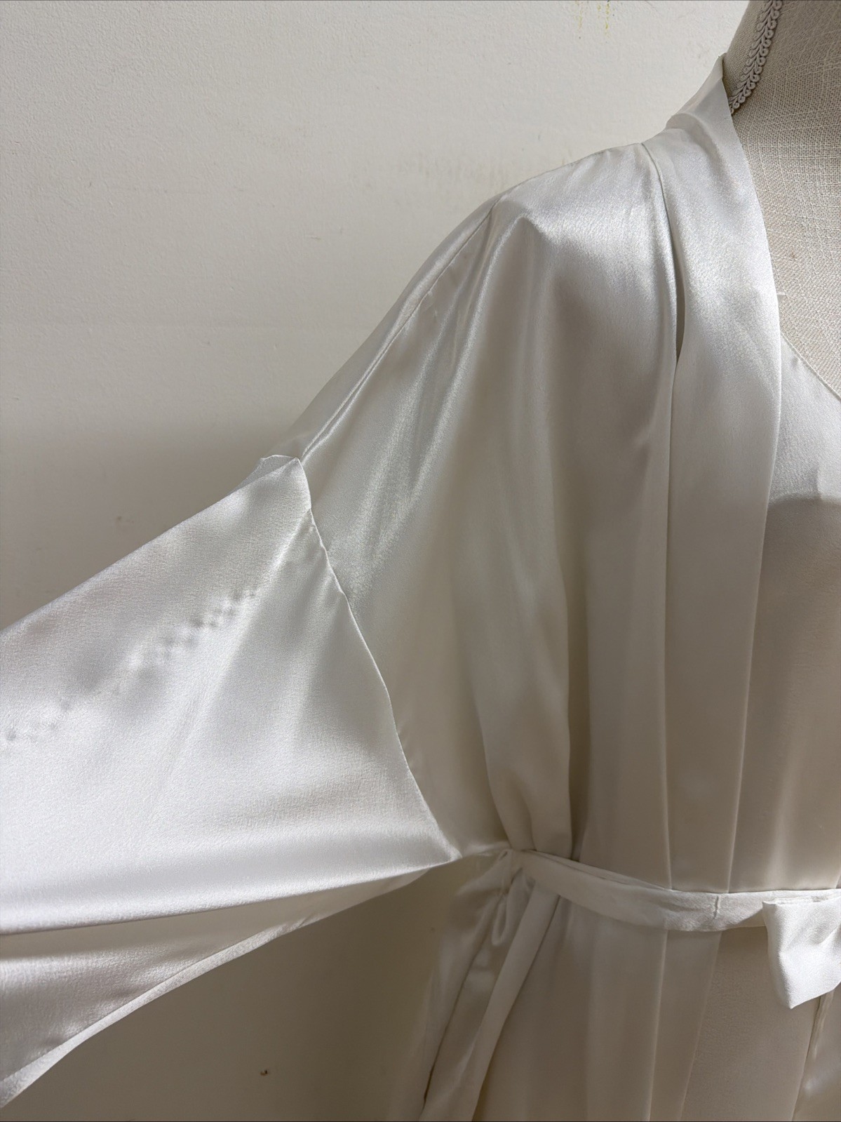 Christian Dior Vtg Maxi Nightgown Satin Slip Dress Small & Robe Small Ivory