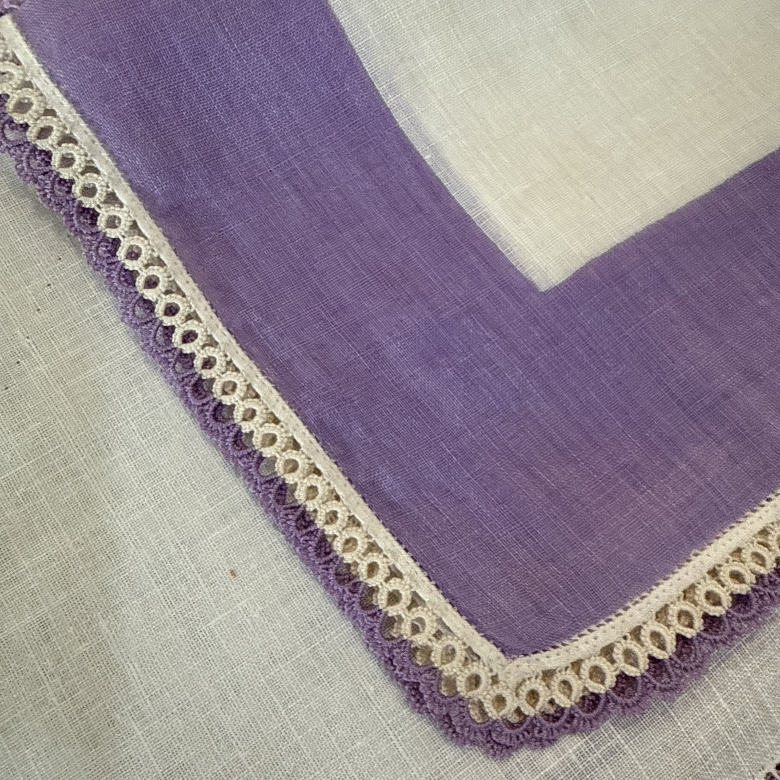 Embroidery Cotton Linen Hankies Handkerchiefs Lot 5 Violets Purple Lace VTG