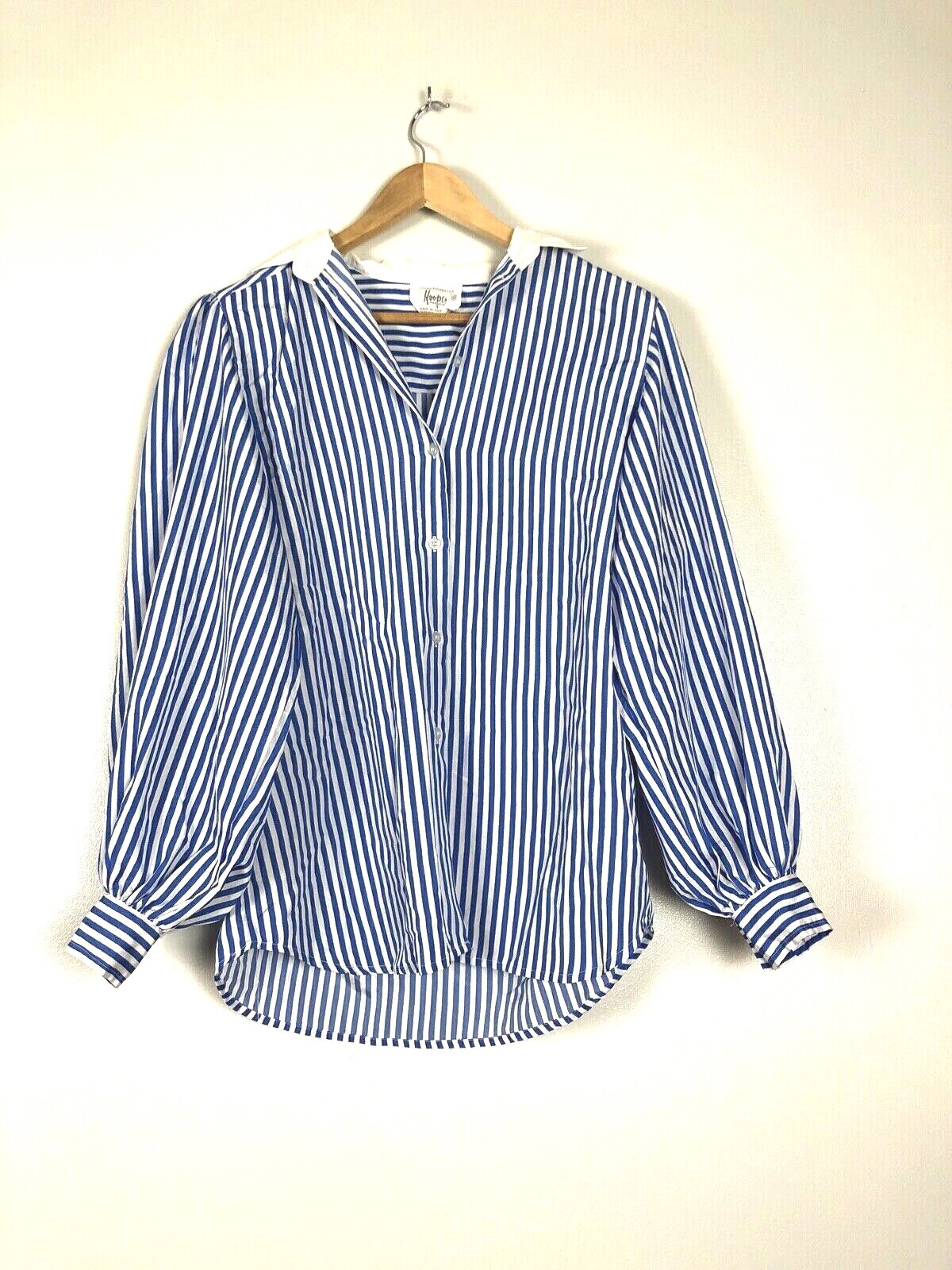 Vintage Hooper Associates Blue And White Striped Button Down Shirt, Size L