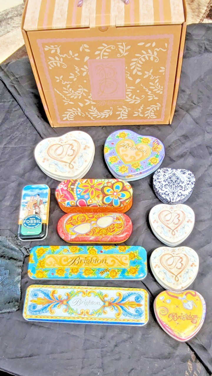 Brighton Purse Box, assorted Watch and Heart Tins