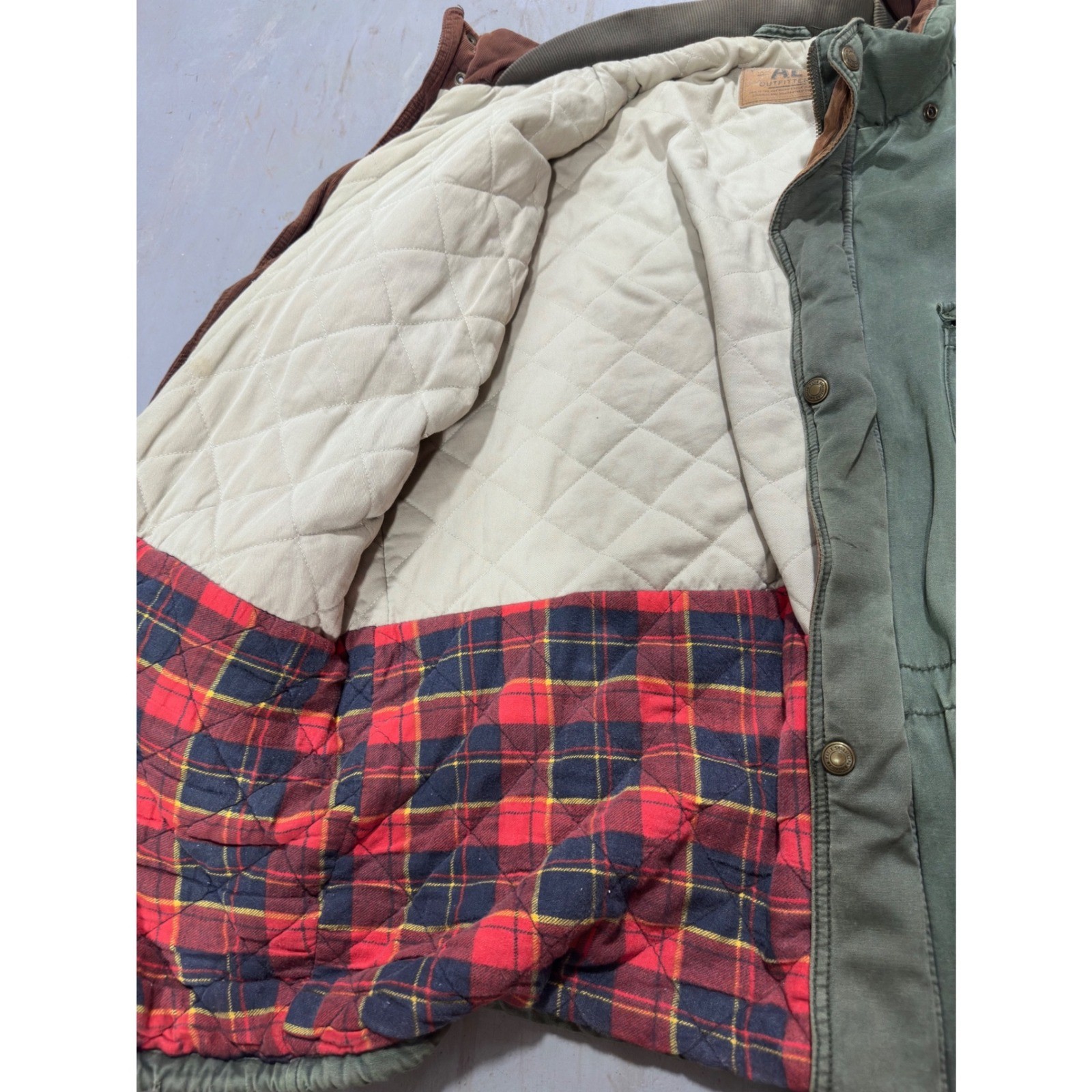 Vintage American Eagle Outfitters Canvas Field Jacket Olive Green Distressed L